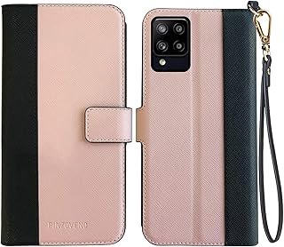 Pinzoveno etui do Samsung Galaxy A42, PU Leather Case [Funkcja stojaka][Karty drzwi][Magnetyczne] [Odpinany pasek na rękę]+Ochrona ekranu z klapką dla Samsung Galaxy A42 - Różowy