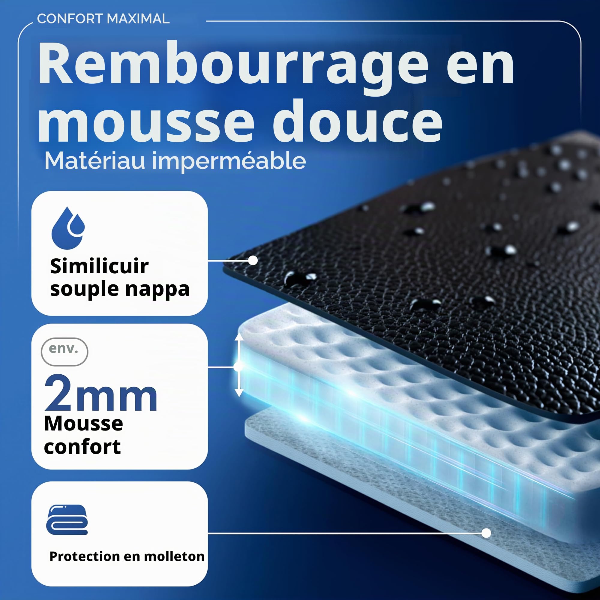 WALSER Transporter Housses de siège auto en similicuir compatible avec VW Crafter, Mercedes Sprinter, 1 siège individuel à l'avant (évidement accoudoir) & double banquette avant rabattable