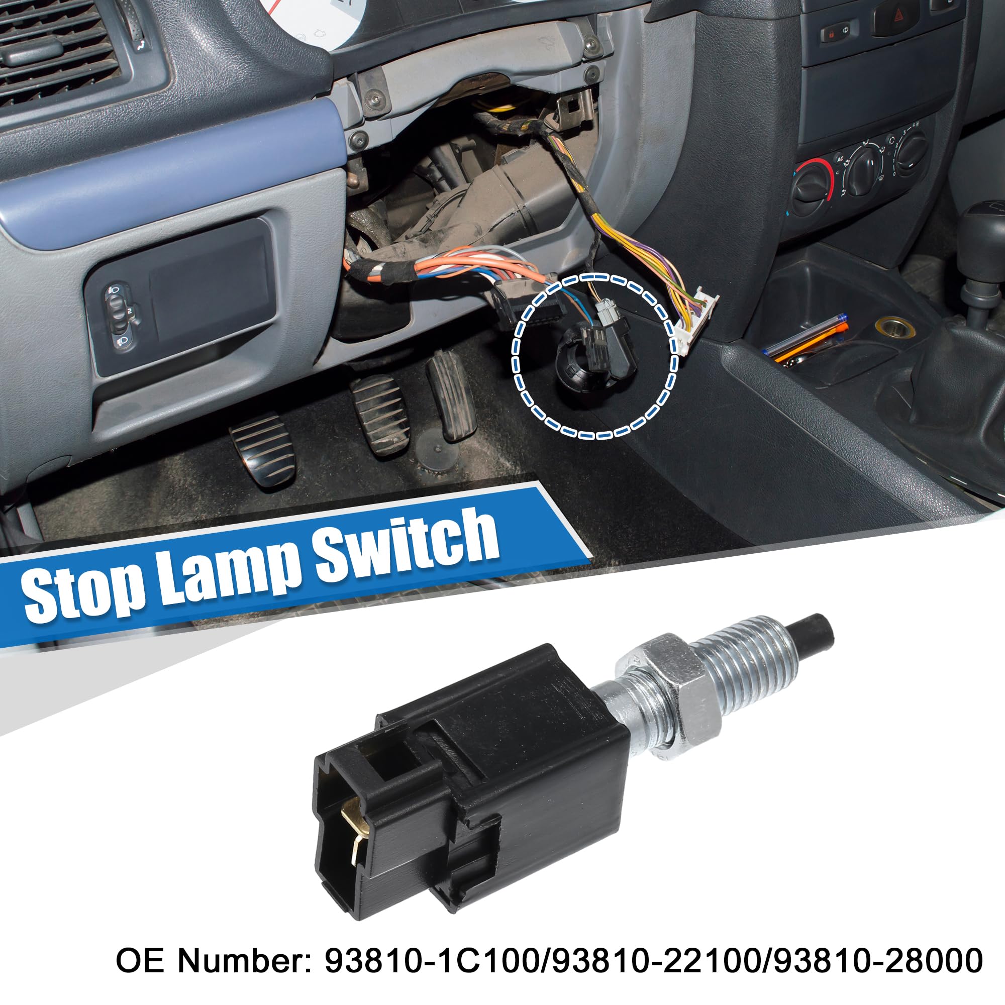 QUARKZMAN Interruptor De Luz De Freno Para Hyundai Elantra 96-00 1Pc | Color Negro,Plateado,Material Plástico,Metal,7X2.2X1.8Cm,M10X1.25,Oe 93810-1C100,Para Hyundai Accent 94-05,Santa Fe 01-06