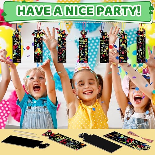 Miniatura 6 de ZMLM Marcador de rayas de animales para niños 70 piezas de 14 estilos mágicos de arañazos de arco iris para niñas y niños, recuerdo de fiesta,