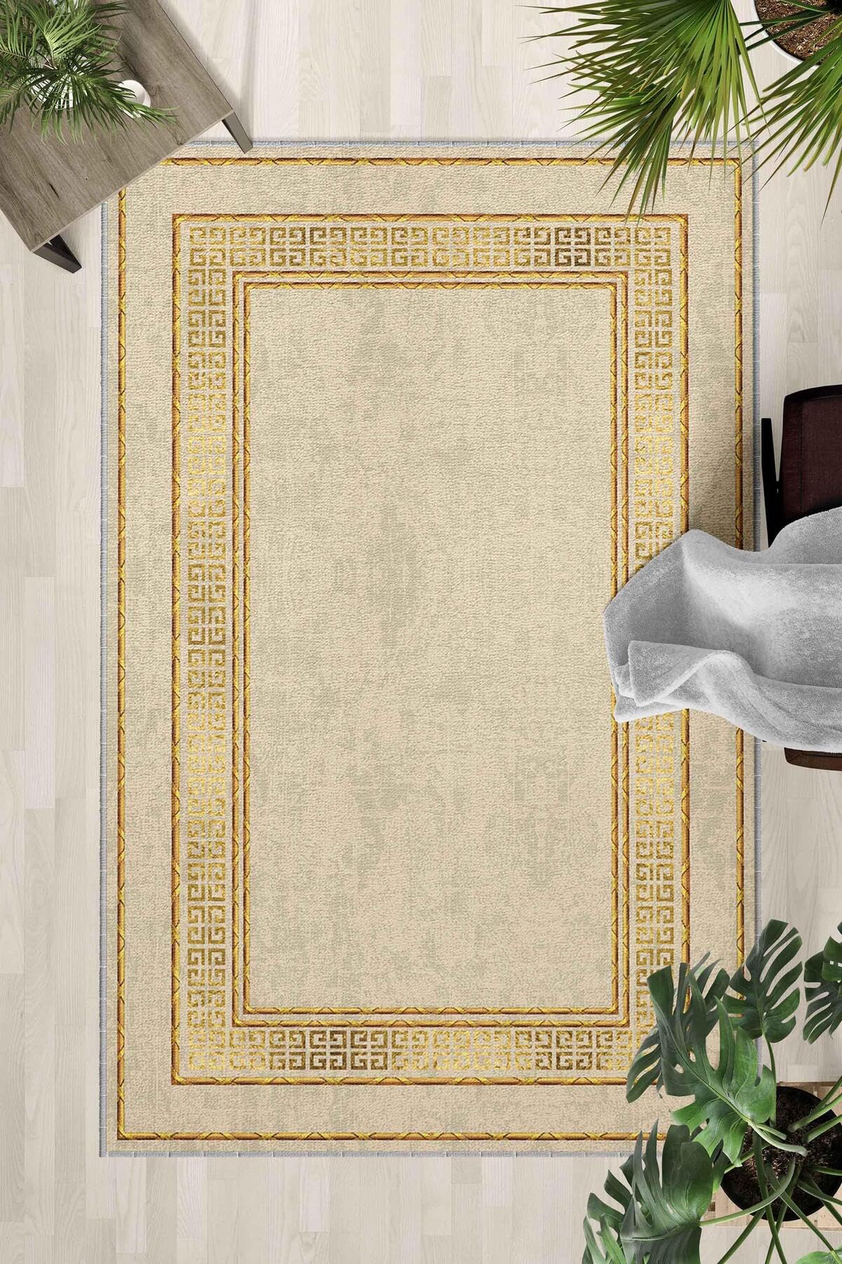 Monnhein Çok Renkli Halı 0025 - Yıkanabilir, Kaymaz Taban, Dijital Baskılı, Leke Tutmaz, İnce Hav, Modern Salon, Oturma Odası, Yatak Odası ve Mutfak için Dekoratif Halı