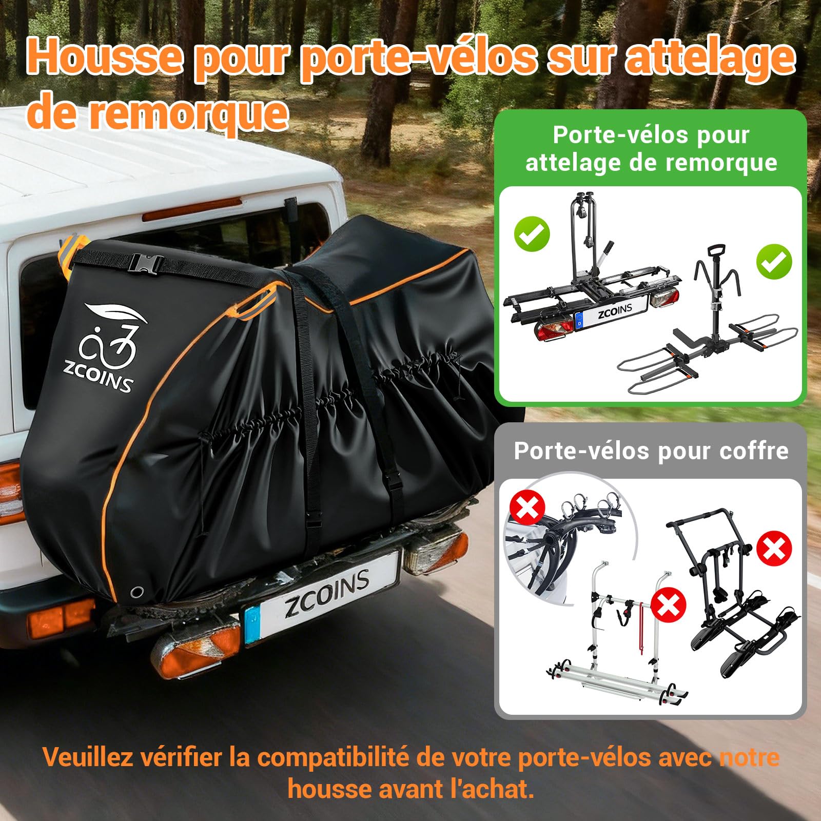 Housse de transport pour 2 vélos pour Porte-Vélos à Plateforme sur Attelage | Bâche 600D Oxford Imperméable & Anti-déchirure, Protection Complète Contre la Pluie, la Poussière et les UV