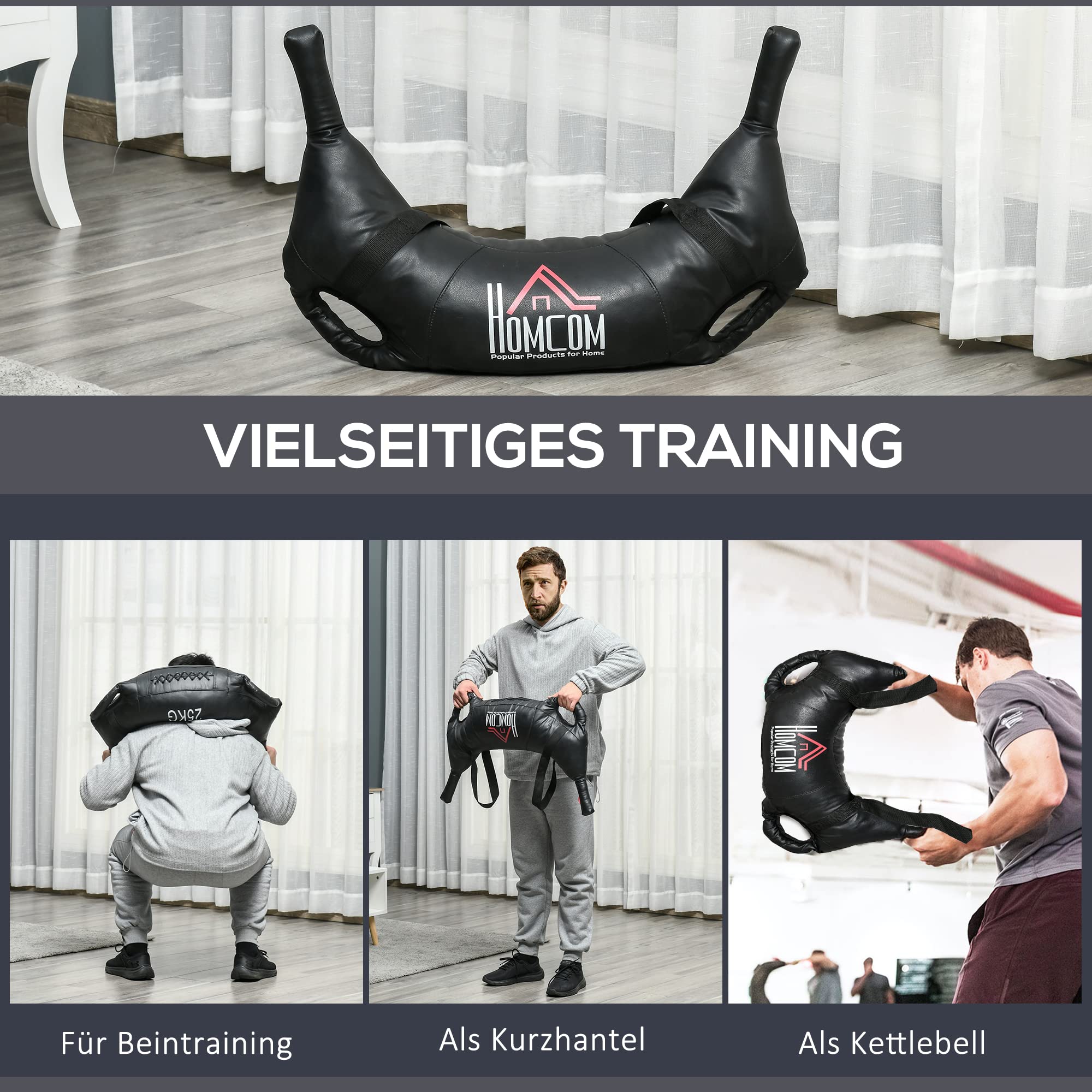 Sacco Bulgaro HOMCOM 25kg Per Allenamento Forza - Sandbag Con Maniglie Per Fitness E Casa - Foto 10