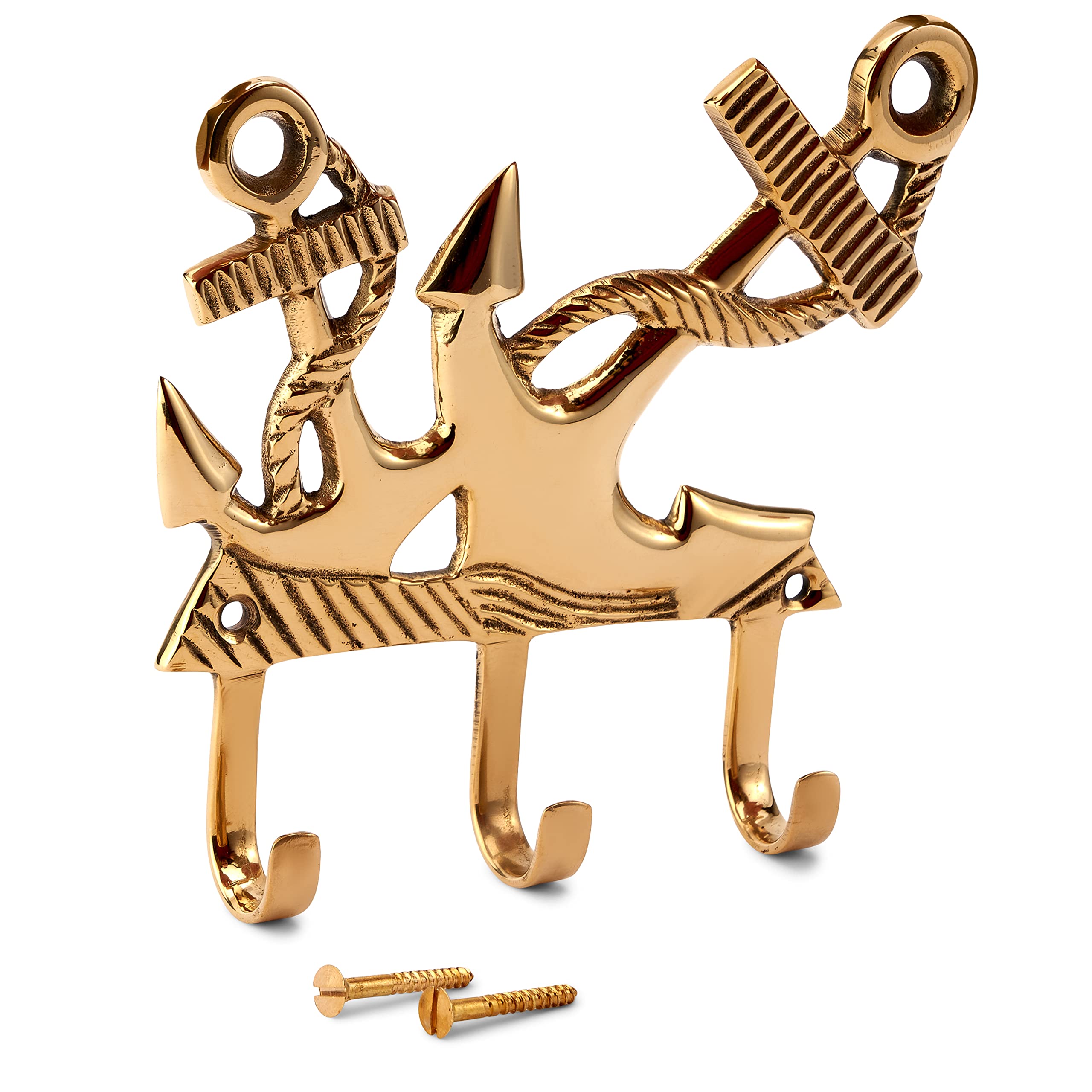 NKlaus Maritime Key Hook Anchor 13 x 11 cm Brass Gold Key Holder 11609