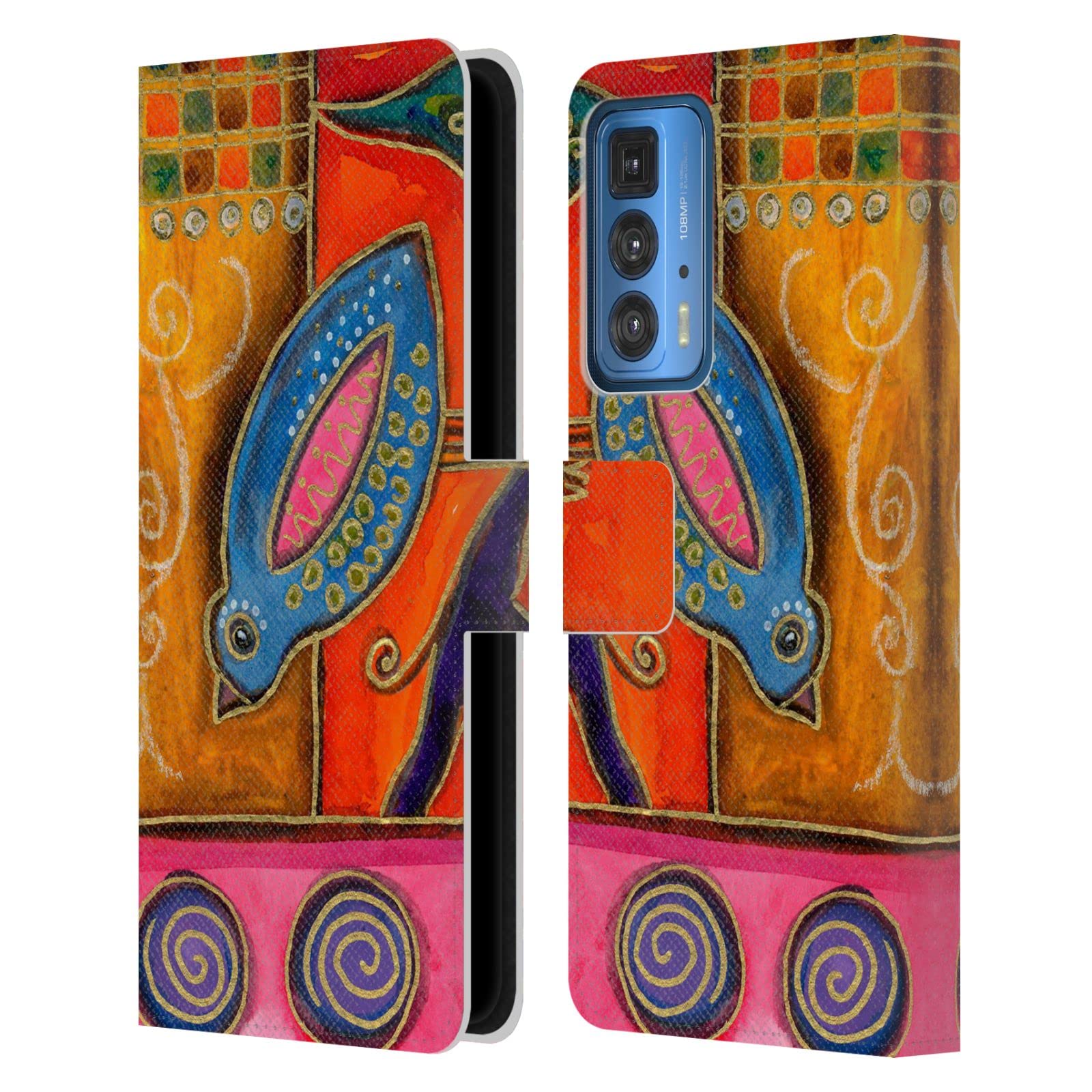 Head Case Designs Officially Licensed Wyanne Funky Little Bird Birds Leather Book Wallet Case Cover Compatible with Motorola Edge 20 Pro