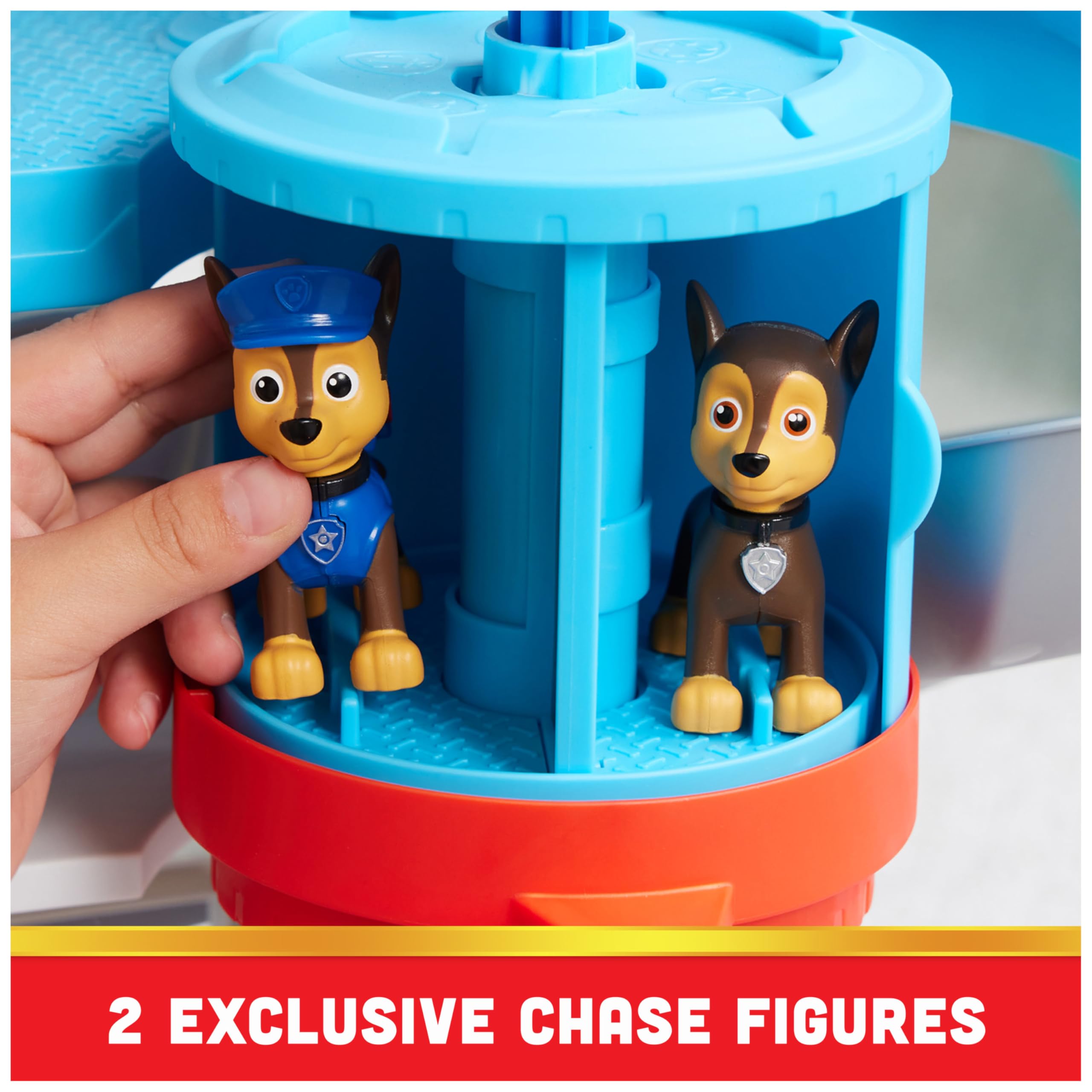 Set di gioco Torre di controllo PAW Patrol con propulsore per auto giocattolo, 2 action figure di Chase, auto di pattuglia di Chase e accessori, giocattoli per bambini da 3 anni in su