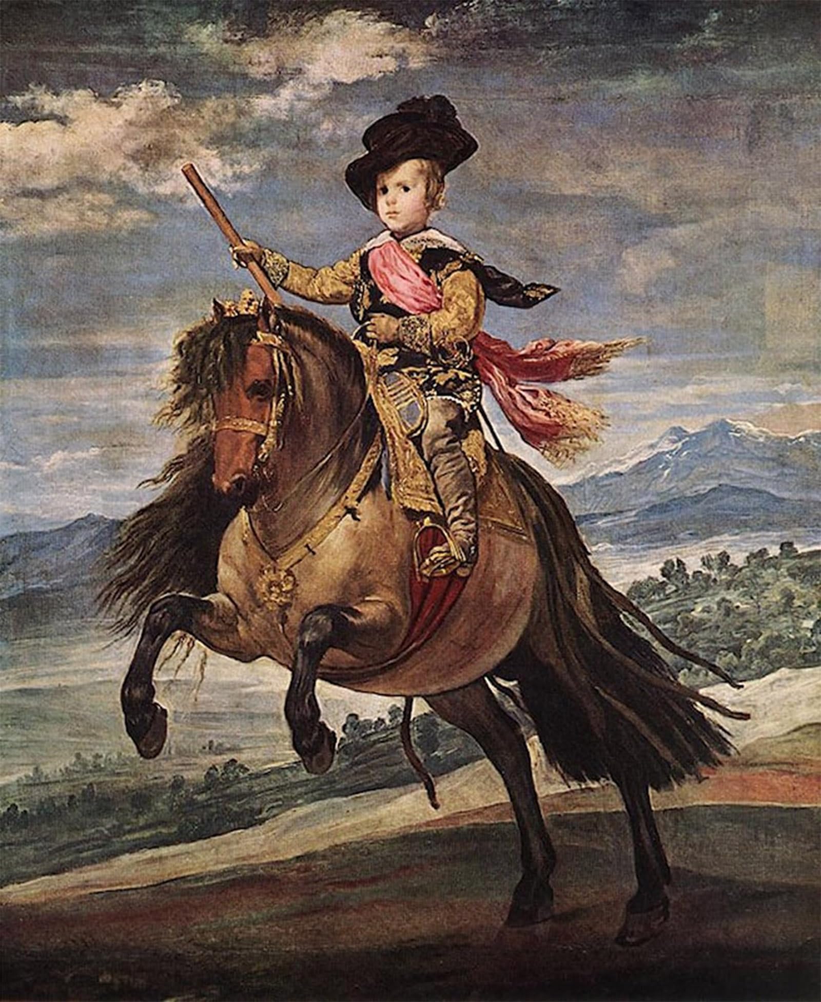 Artxlxxbn No Frame Famous Painting Canvas Artwork Graffiti Print Baltasar Carlos On Horseback Diego Rodriguez De Portrait Canvas Image For Home Decor 60X90cm