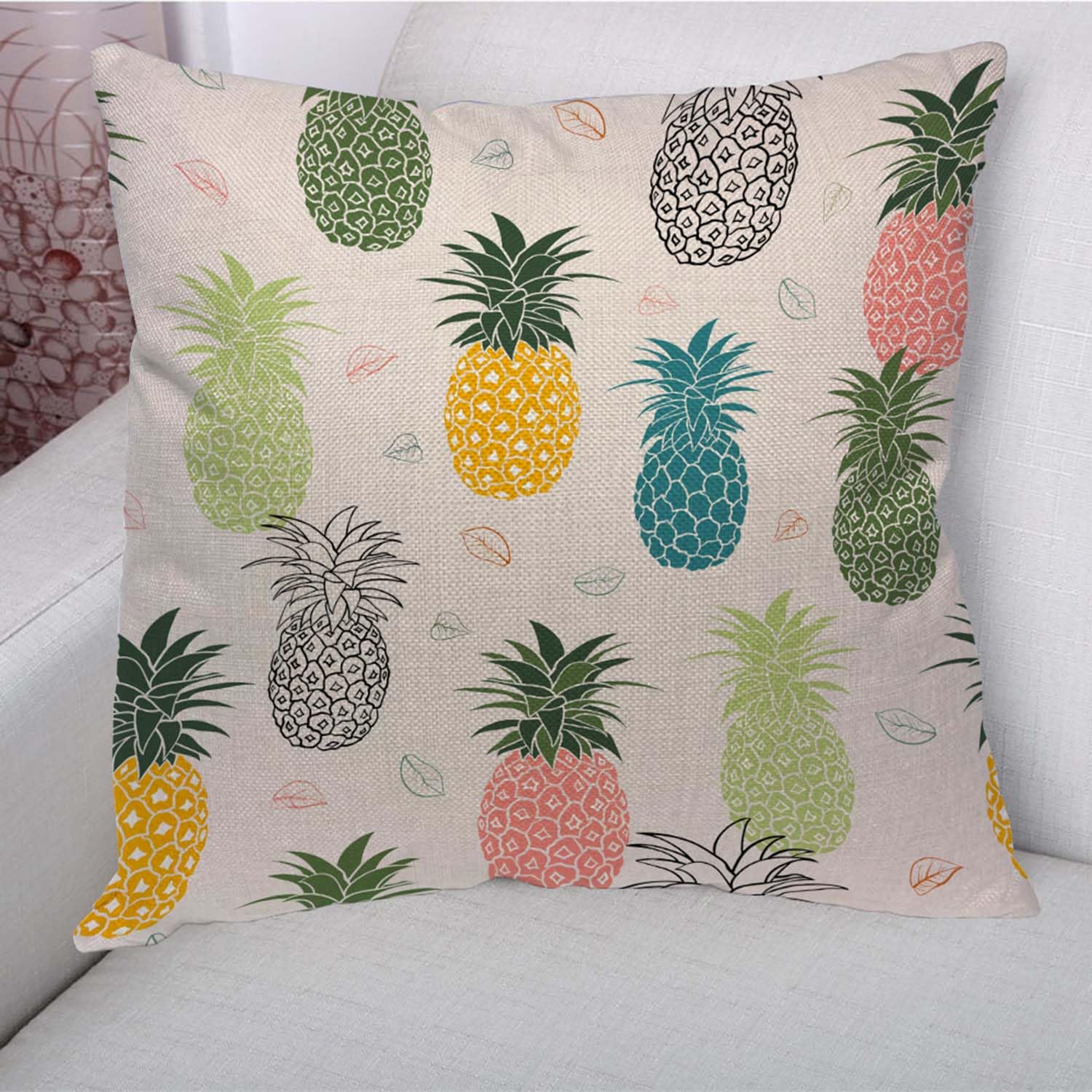 Aycubw Colorful Pineapple Throw Pillow Covers Leaves Summer Tropical Cushion Cover Pillow Case for Sofa Couch Bedroom Living Room 18X18 in