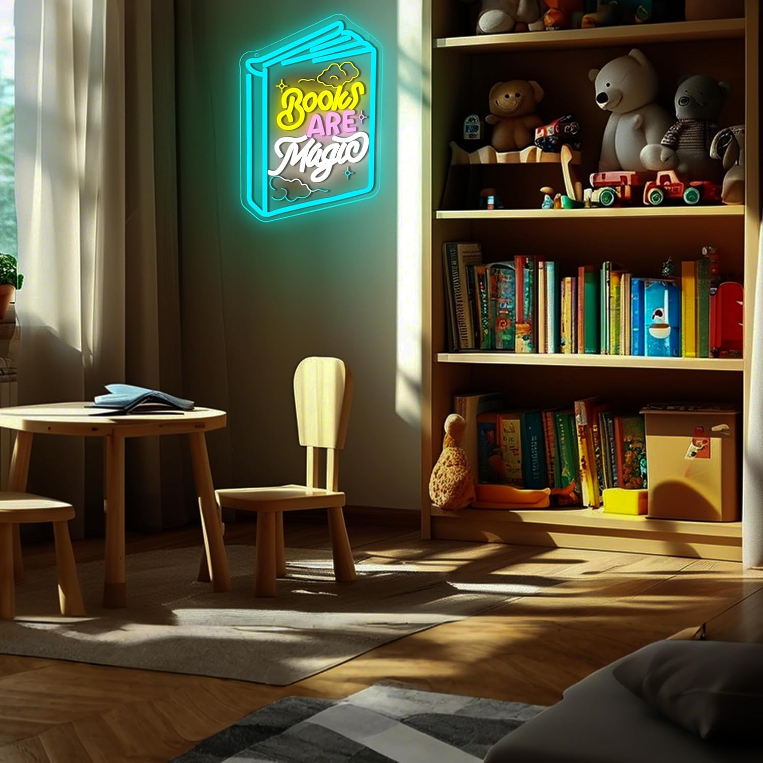 Books Are Magic Neon Sign for Wall Decor Dimmable Read Magic Book Neon Light for Man Cave Led Light Up Sign for Classroom Reading Room Book Party Library Bedroom Gifts Art Size 14.3 * 9.6In(WZCP287)