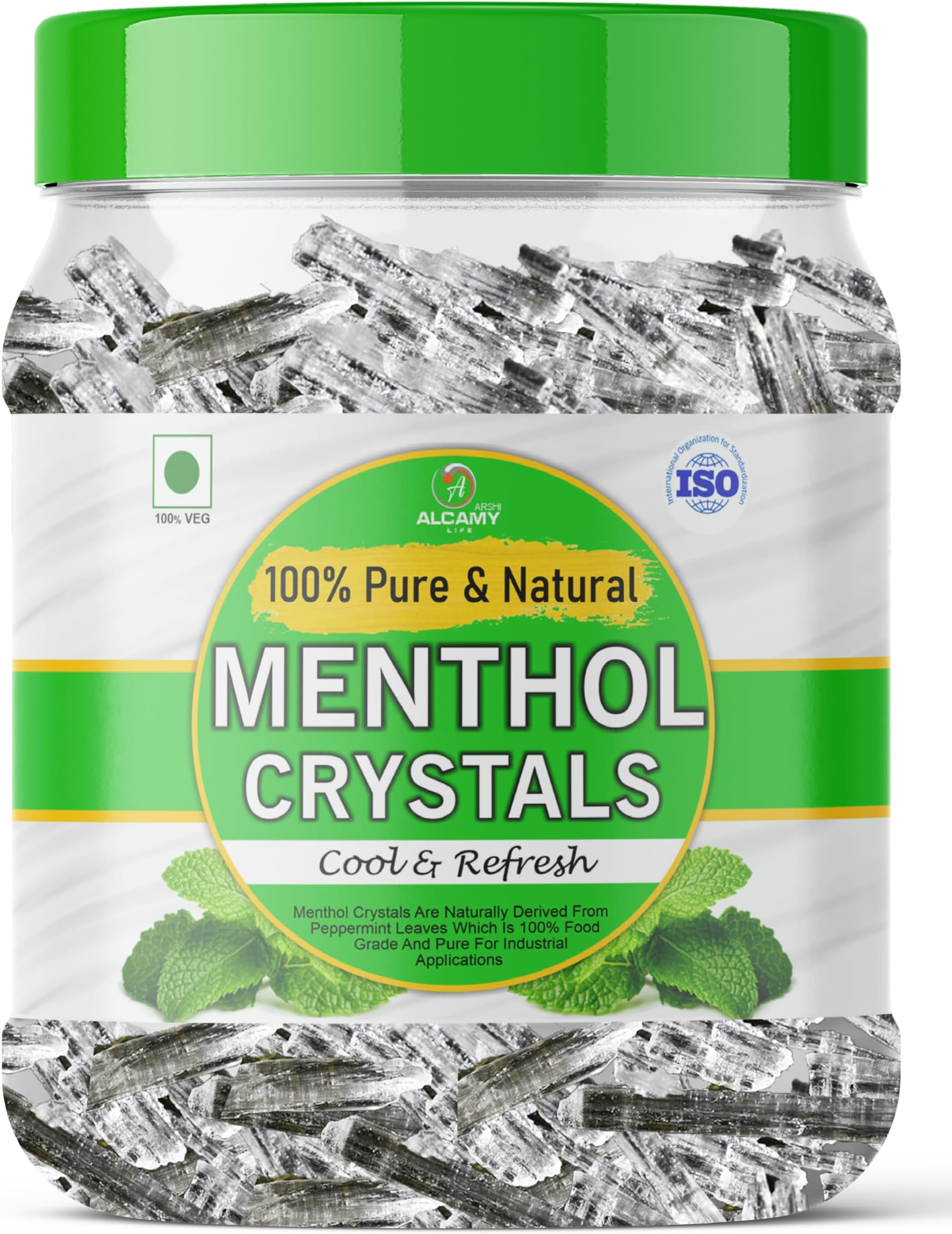 ARSHI A ALCAMY LIFE AAAL 100% Pure Menthol Crystals Food Grade And Edible/Freshness Sealed Pack (100 GRAM (JAR))