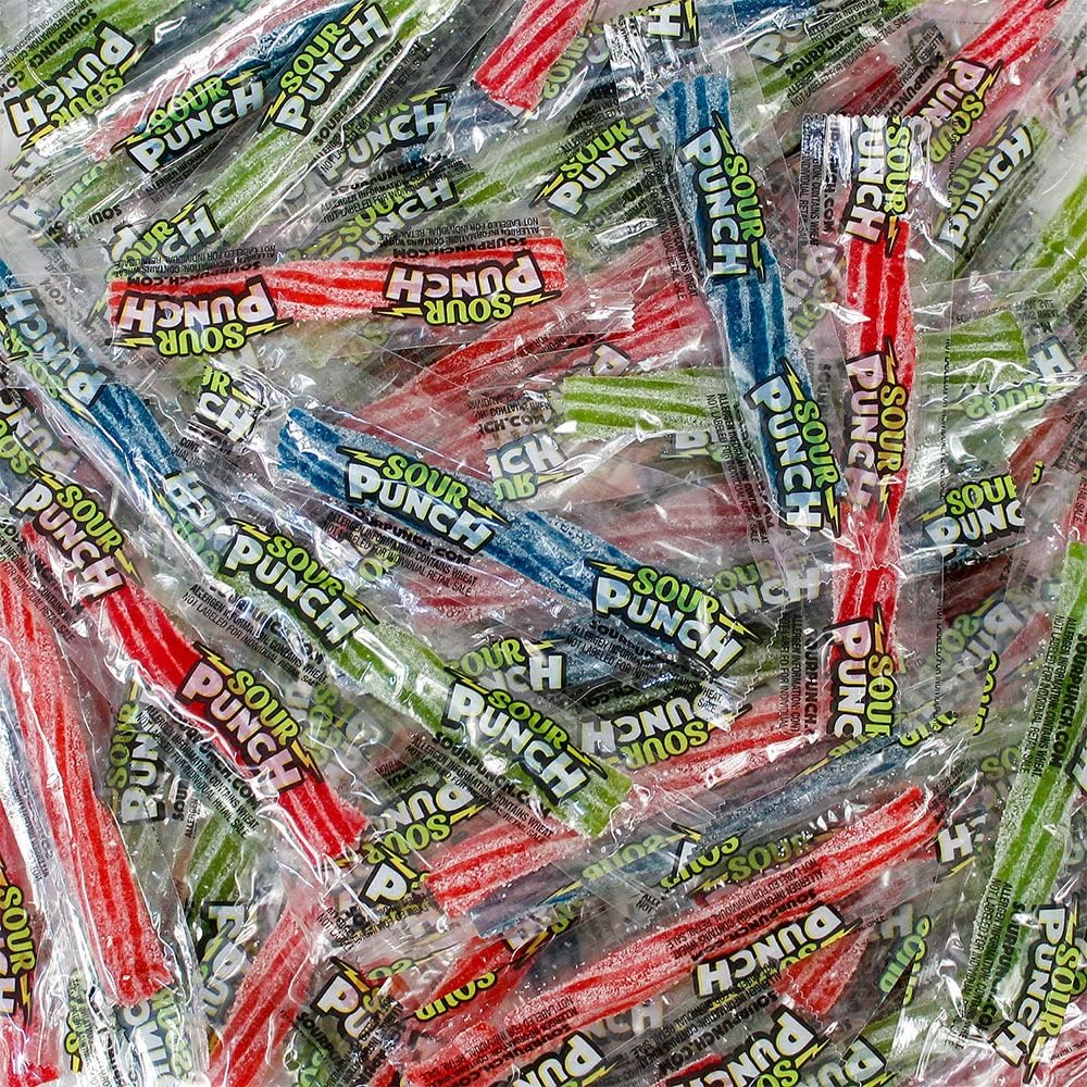 Sour Punch Twists, 3 Inch Individually Wrapped Candy, Bulk, (3 Lbs.), Blue Raspberry, Cherry, Strawberry & Apple, Great for Easter Baskets & Egg Hunts, Movie & Game Nights, Lunches, Gifts and More! (3 Lb,)