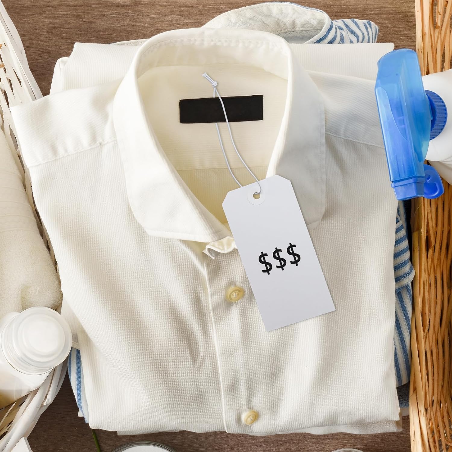 White Shipping Tags with Elastic String Blank Labeling Tags with Strings