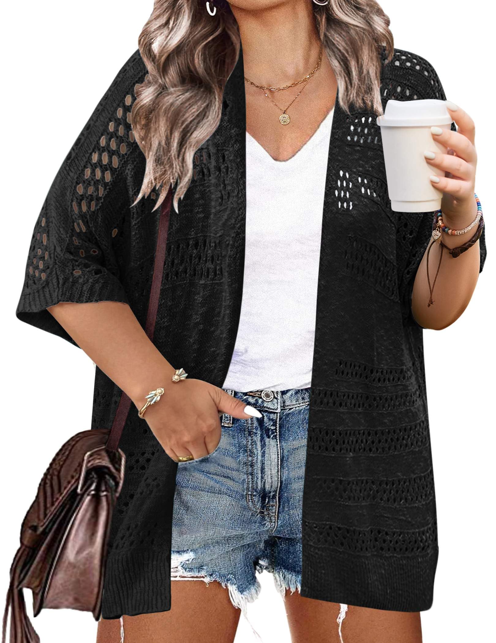 IN'VOLAND Crochet Kimono Cardigan