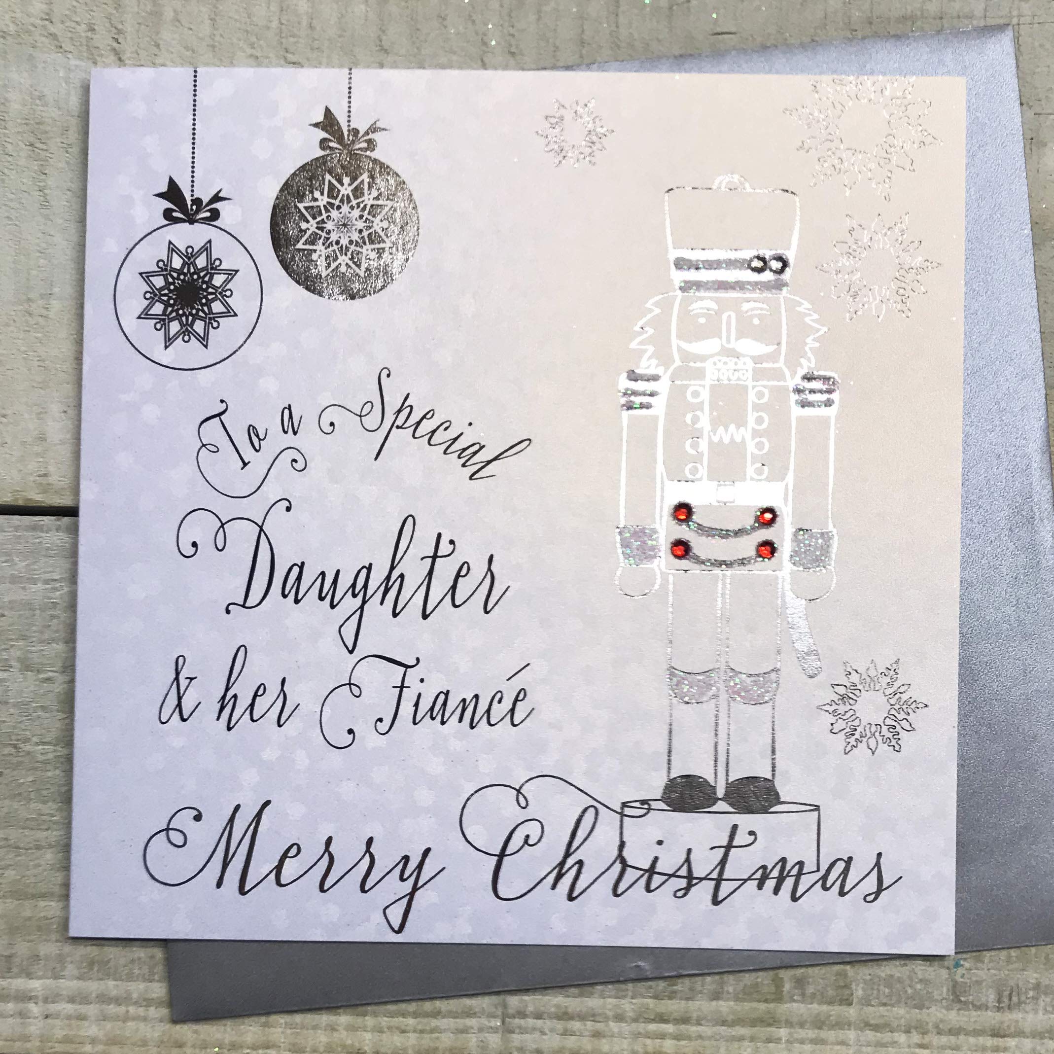 WHITE COTTON CARDS DAUGHTER & FIANCE (male) Handmade Christmas Card