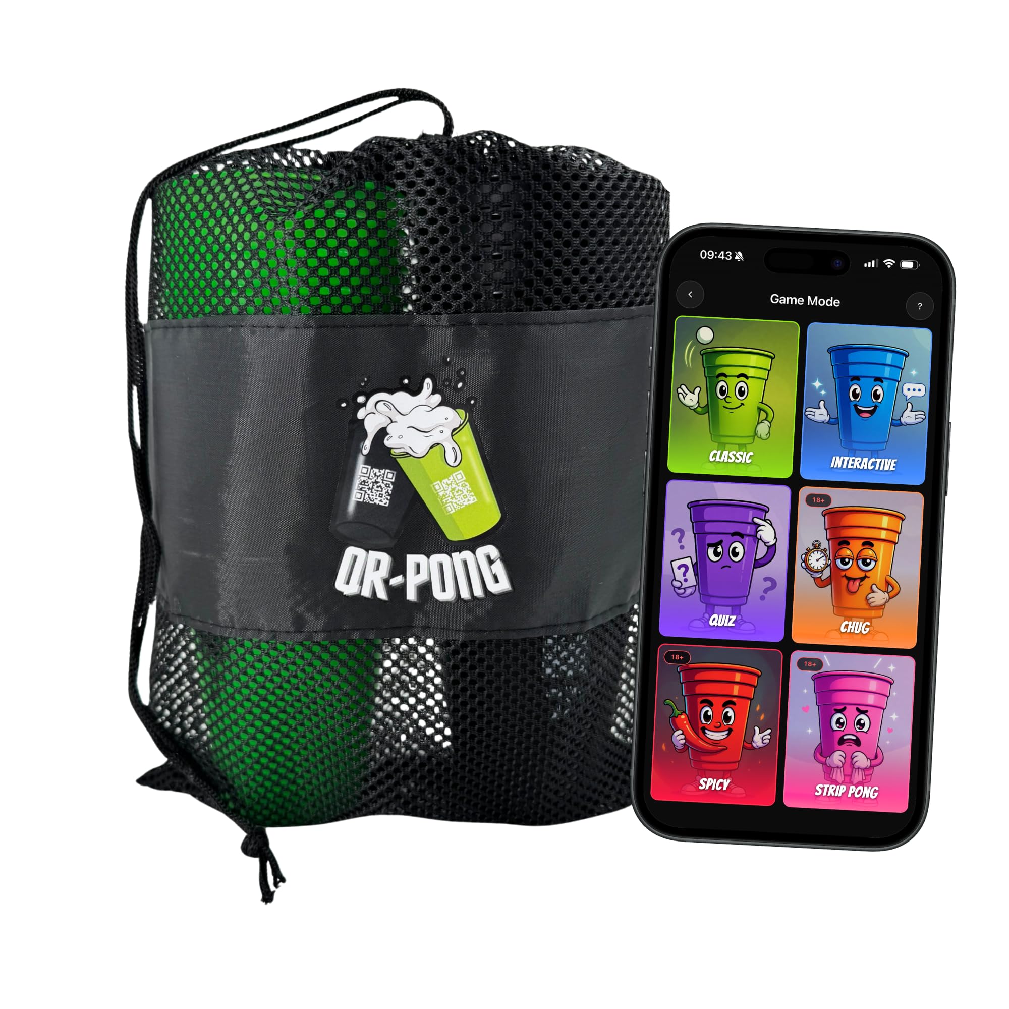 Set – Bierpong Becher Set mit 22 Bechern & 4 Bällen, Trinkspiel für Erwachsene, App mit 3.000+ Aufgaben, Beerpongbecher Hartplastik, Made in Germany, Partyspiel ab 18