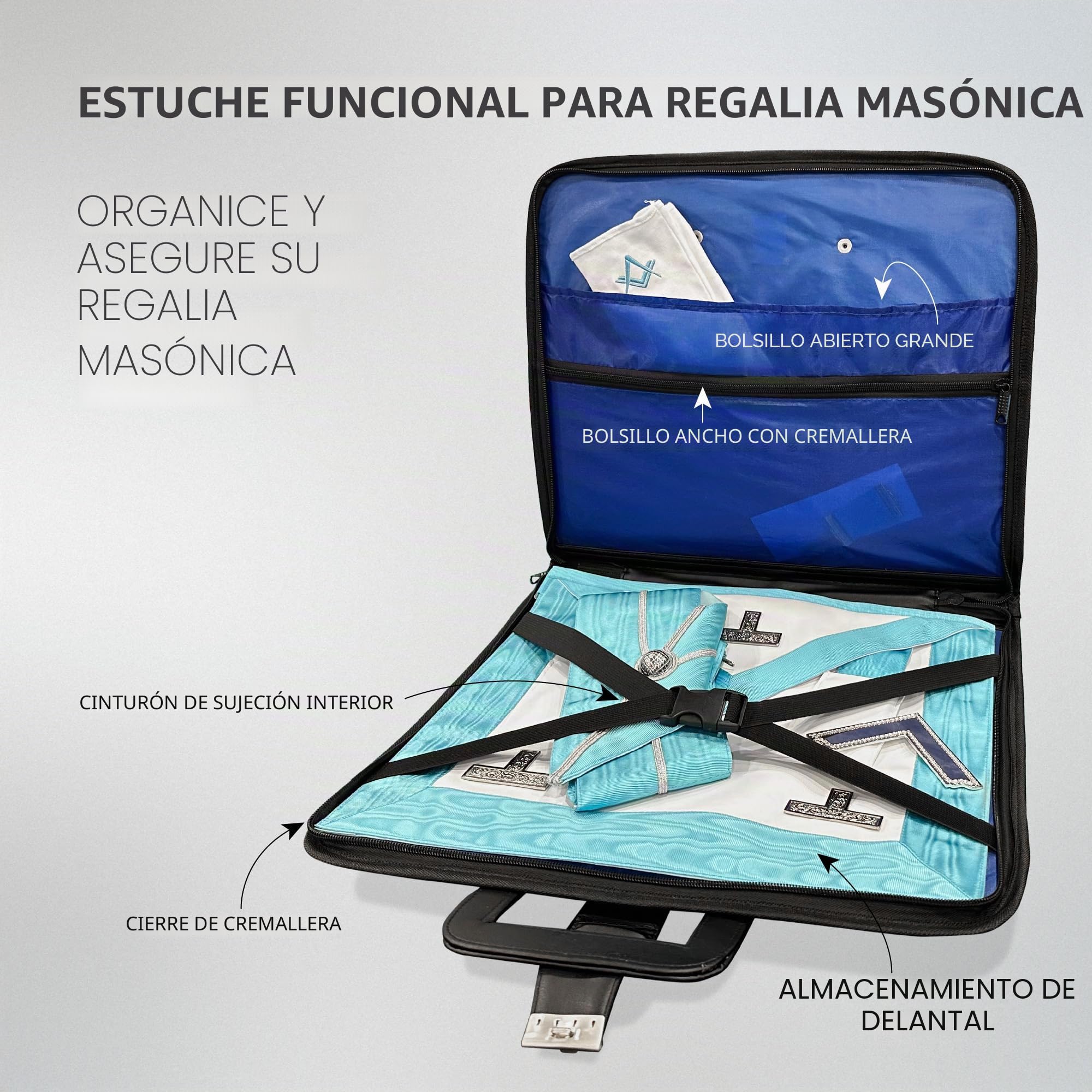 THE MASONIC COLLECTION - Funda suave para masones MM en estilo de maletín - Fabricado con piel sintética - Resistente al agua - Regalo masón para hombres