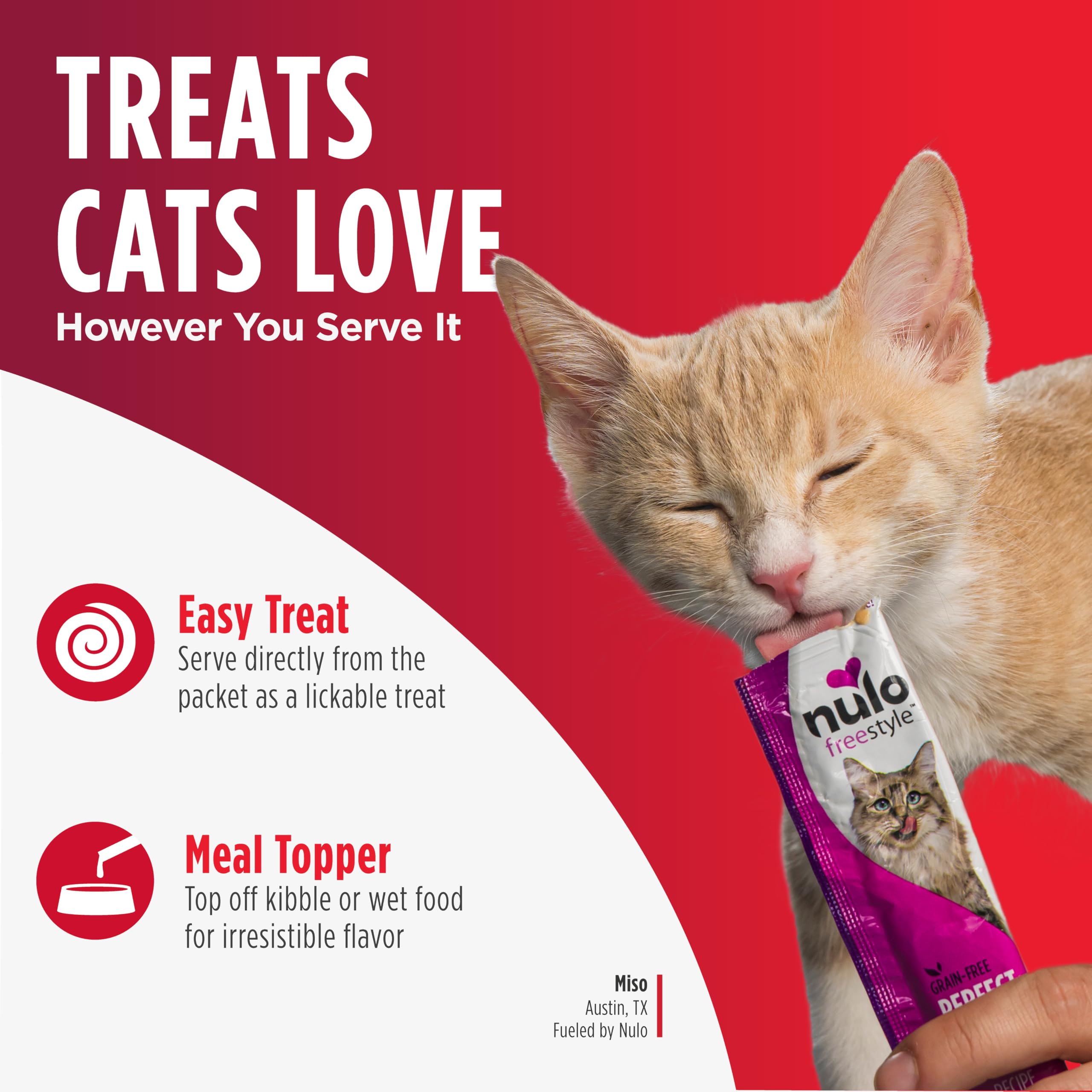 Nulo Freestyle Getreidefrei Perfect Purees Premium Nasse Katzen-Leckerlis, quetschbarer Mahlzeit-Topper für Katzen, hoher Feuchtigkeitsgehalt zur Unterstützung der Katzenhydratation, 14,2 g