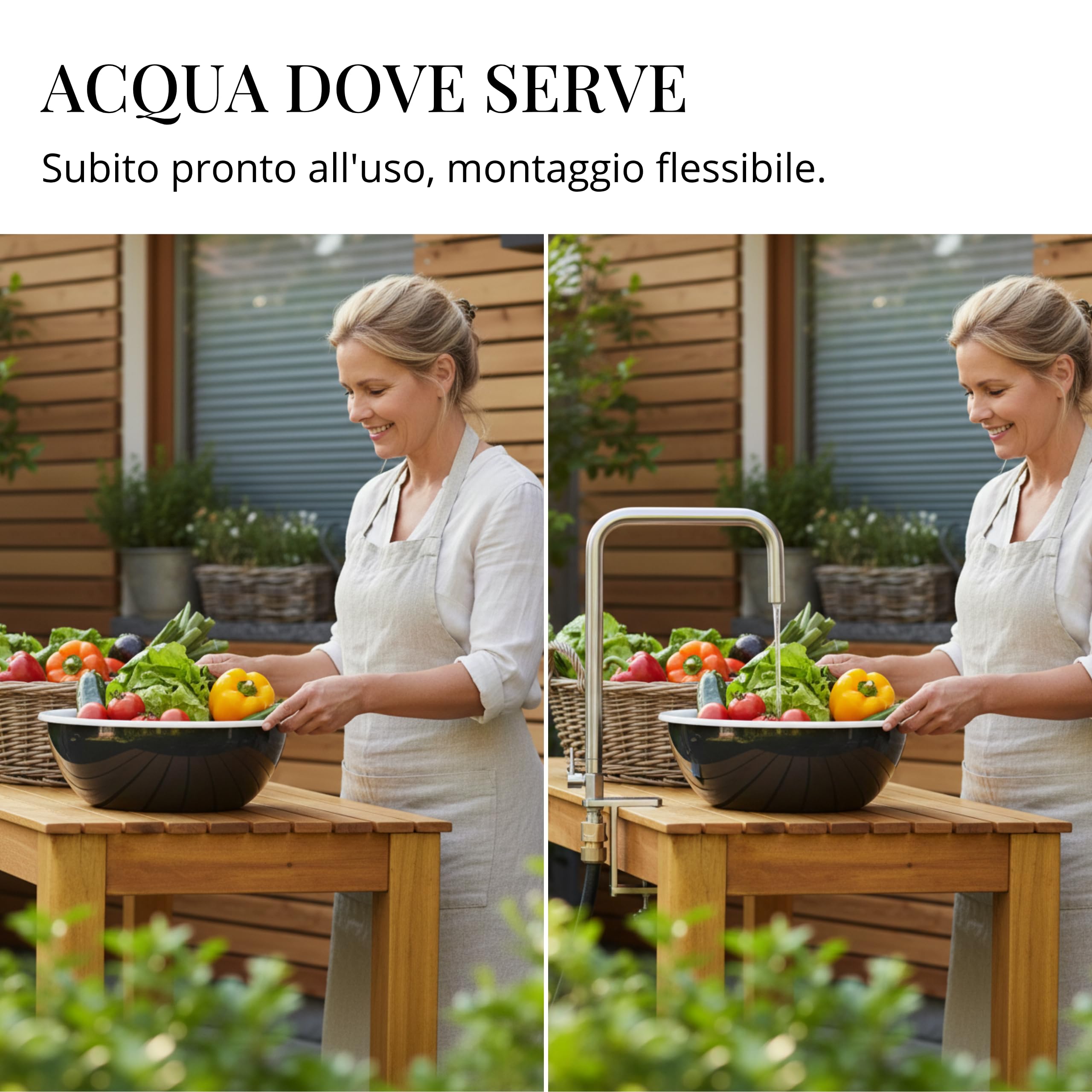 Lavello esterno in acciaio inox, mobile, con colonna e rubinetto, 75x40x75 cm. Grande sistema di lavaggio con sgocciolatoio per giardino, garage, campeggio, officina, uso esterno