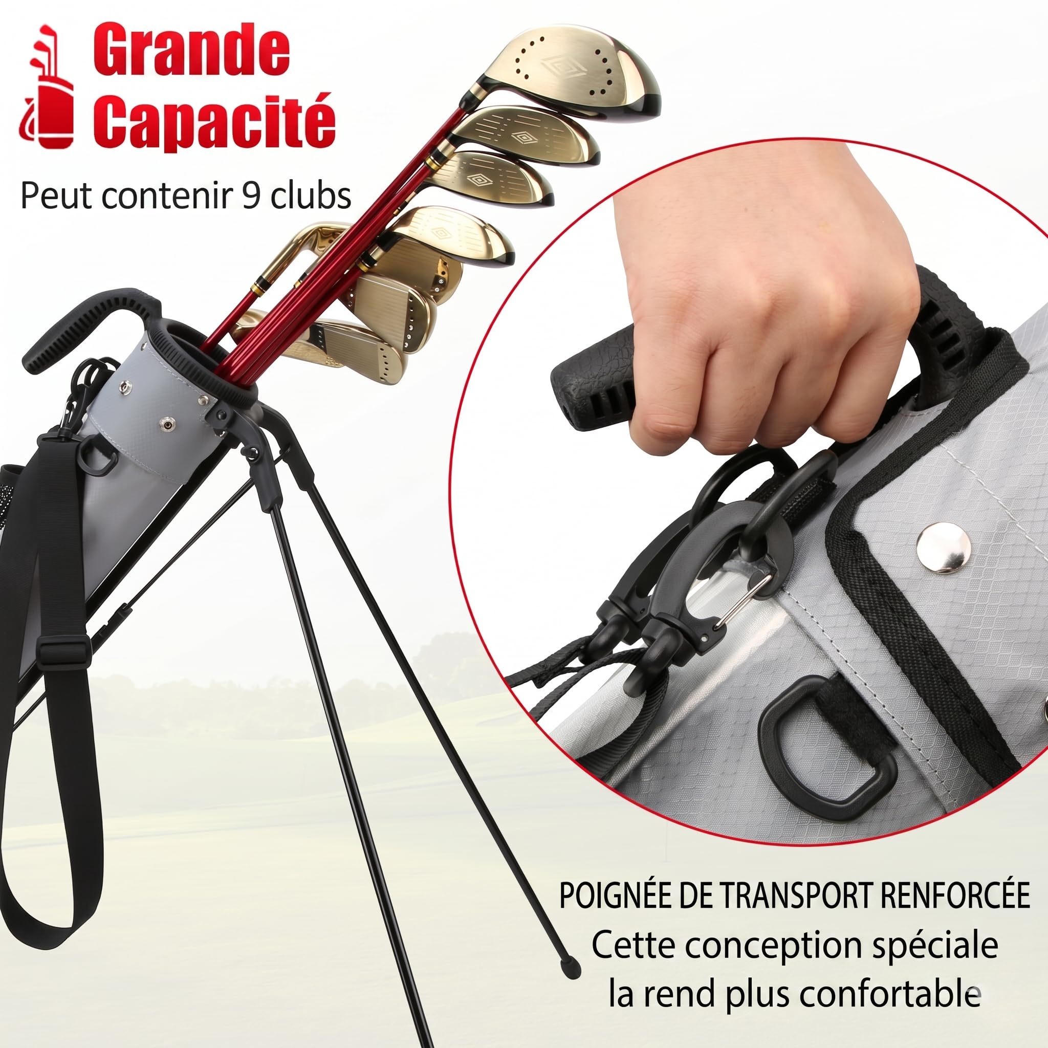 PGM Sacs de golf - Sac de golf léger PGM avec sangle et support - Facile à transporter et durable - Sac de golf pour le terrain de conduite, par 3 et les parcours exécutifs - Sac pour pistolet de golf