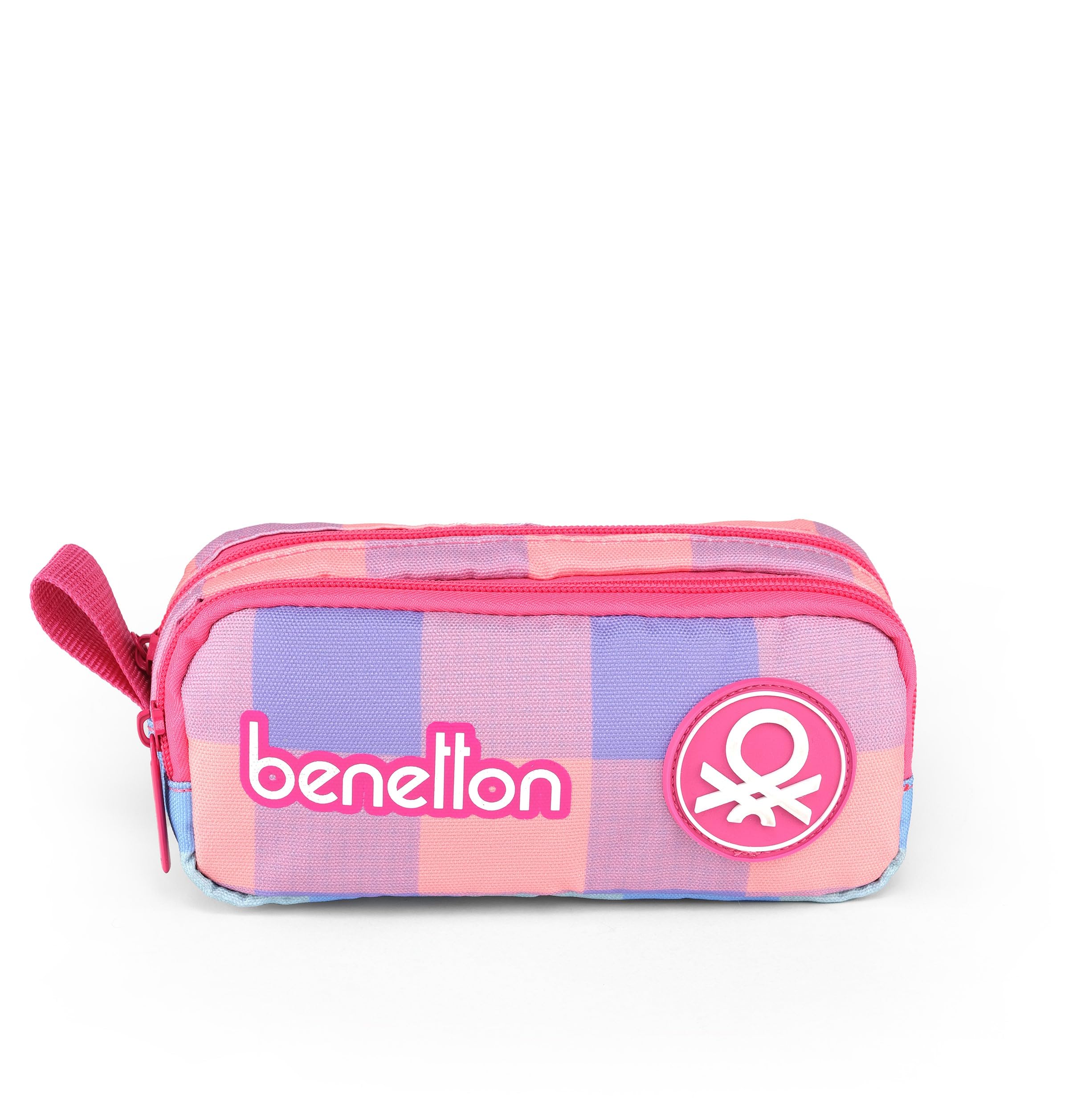 Kız Çocuk Pembe Benetton Yazılı Çift Gözlü Kalem Kutusu