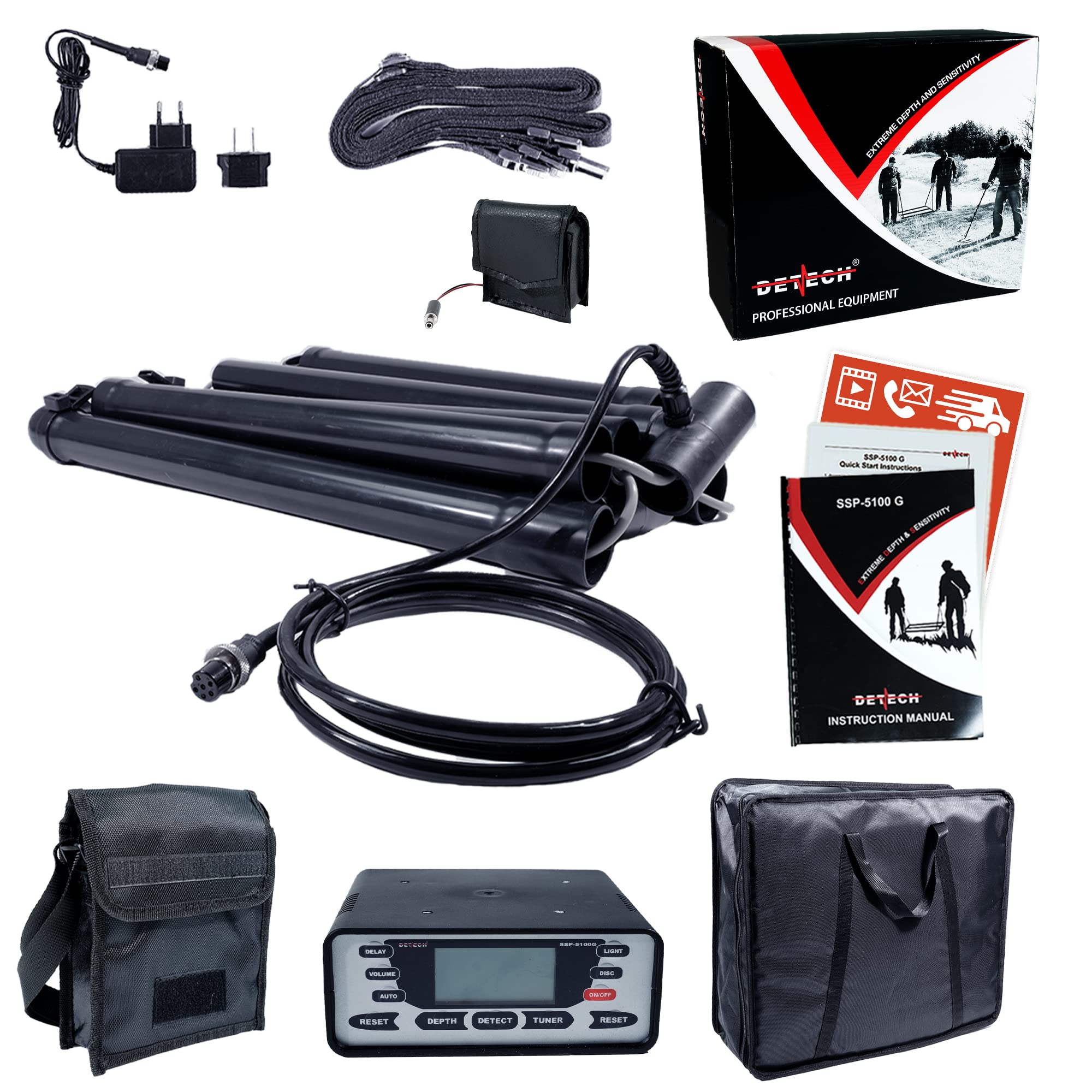 Detech SSP 5100 Pro Pack Deep Seeking Metal Detector System with 1 Meter Square