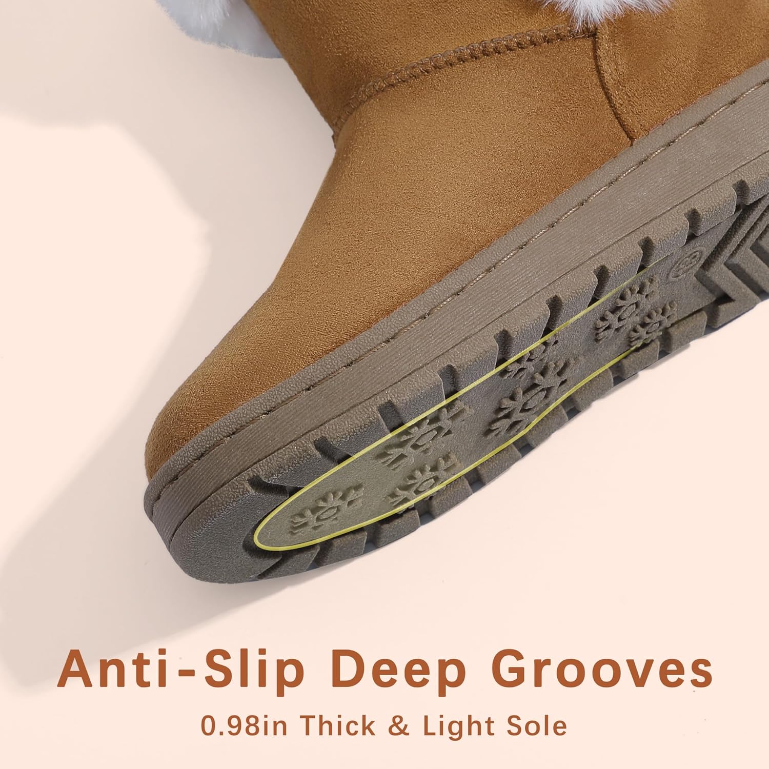 MIXIN Girls Winter Snow Boots Warm Faux Fur Lined Ankle Booties with Non-Slip Sole for Little/Big Kids - Image 4