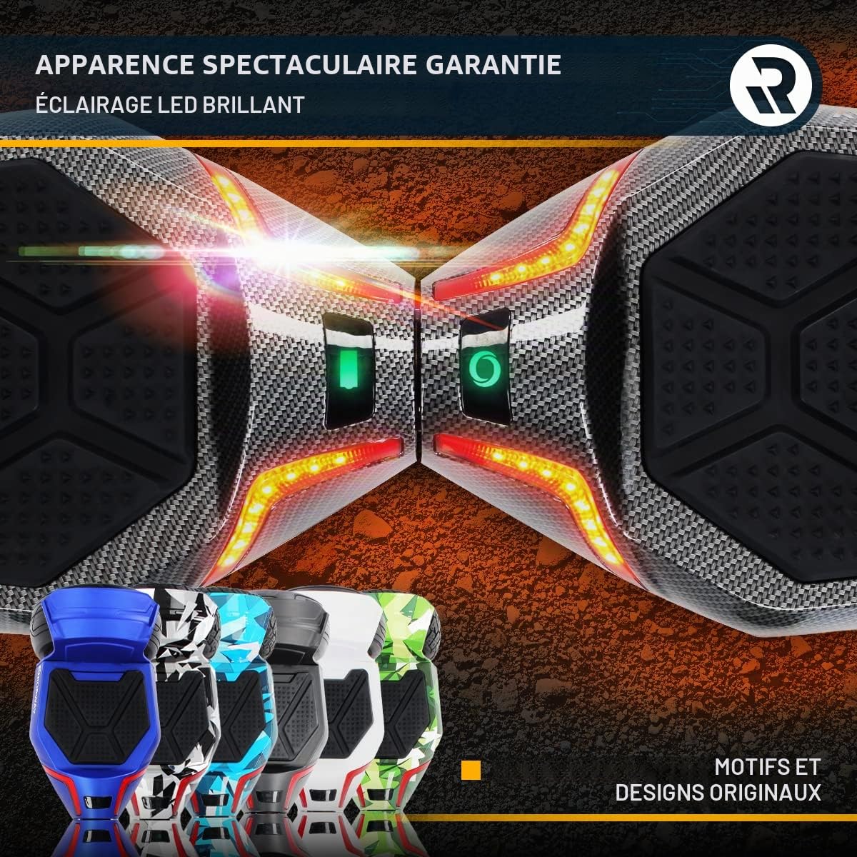 Robway X2 Hoverboard - L'original - Édition Offroad - Batterie de Marque - Équilibre Automatique - Haut-Parleur Bluetooth - Moteur de 700 Watts - App - LEDs