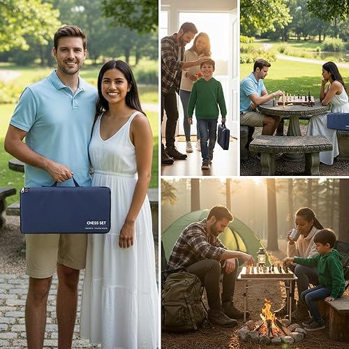 Miniatura 2 de Ajedrez Juego de ajedrez magnético de 15 pulgadas, tablero de viaje plegable con bolsa de almacenamiento, juegos de ajedrez de madera portátil para