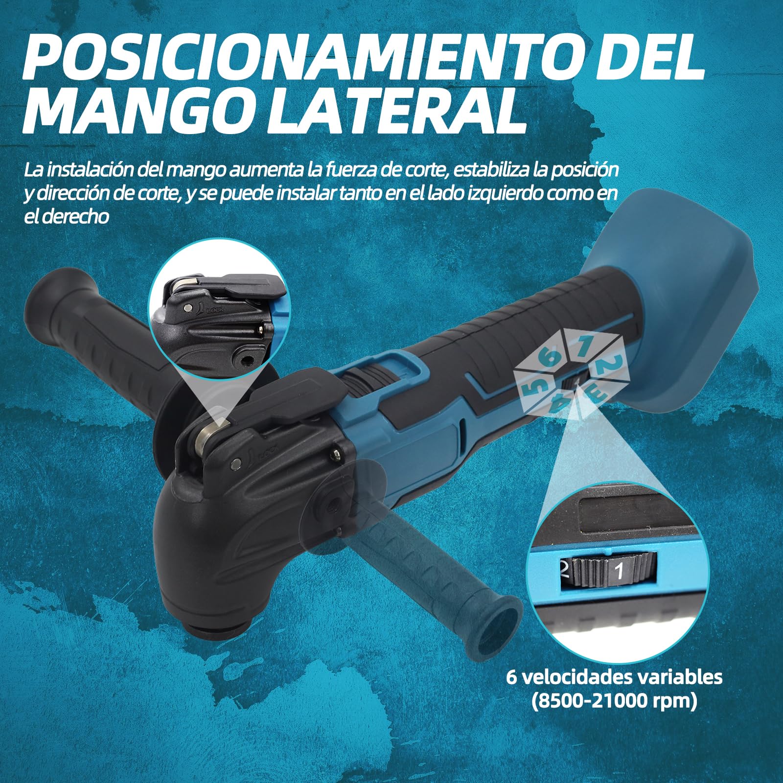 Multiherramienta inalámbrica compatible con Makita 18 V, herramienta oscilante de 6 velocidades con motor sin escobillas, lijadora y raspador, herramienta multifunción - Batería no incluida