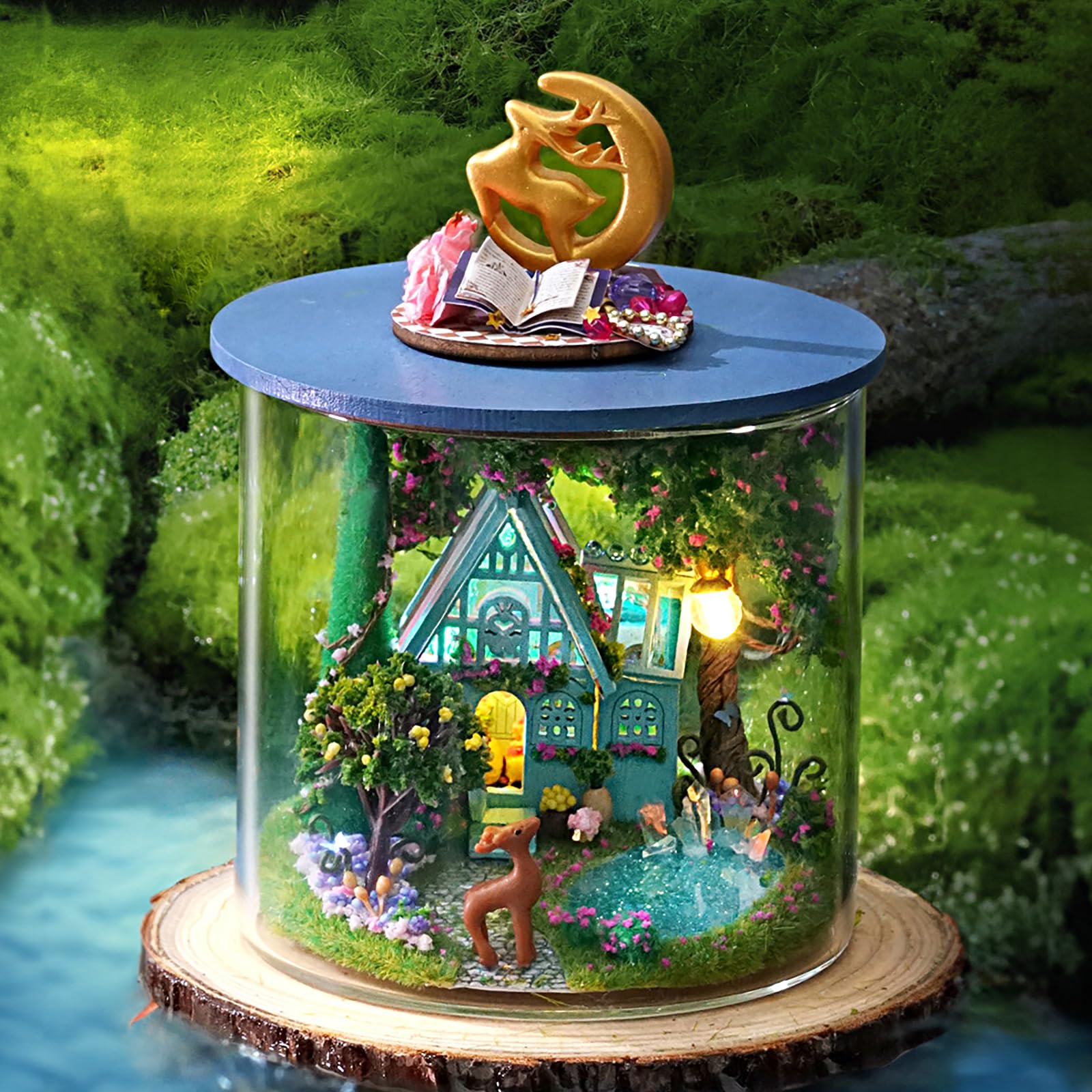 Casa in Miniatura DIY con Mobili, Kit di Costruzione per Adulti, Modellino in Legno da Montare, Compleanni e Natale, Giardino delle Fate