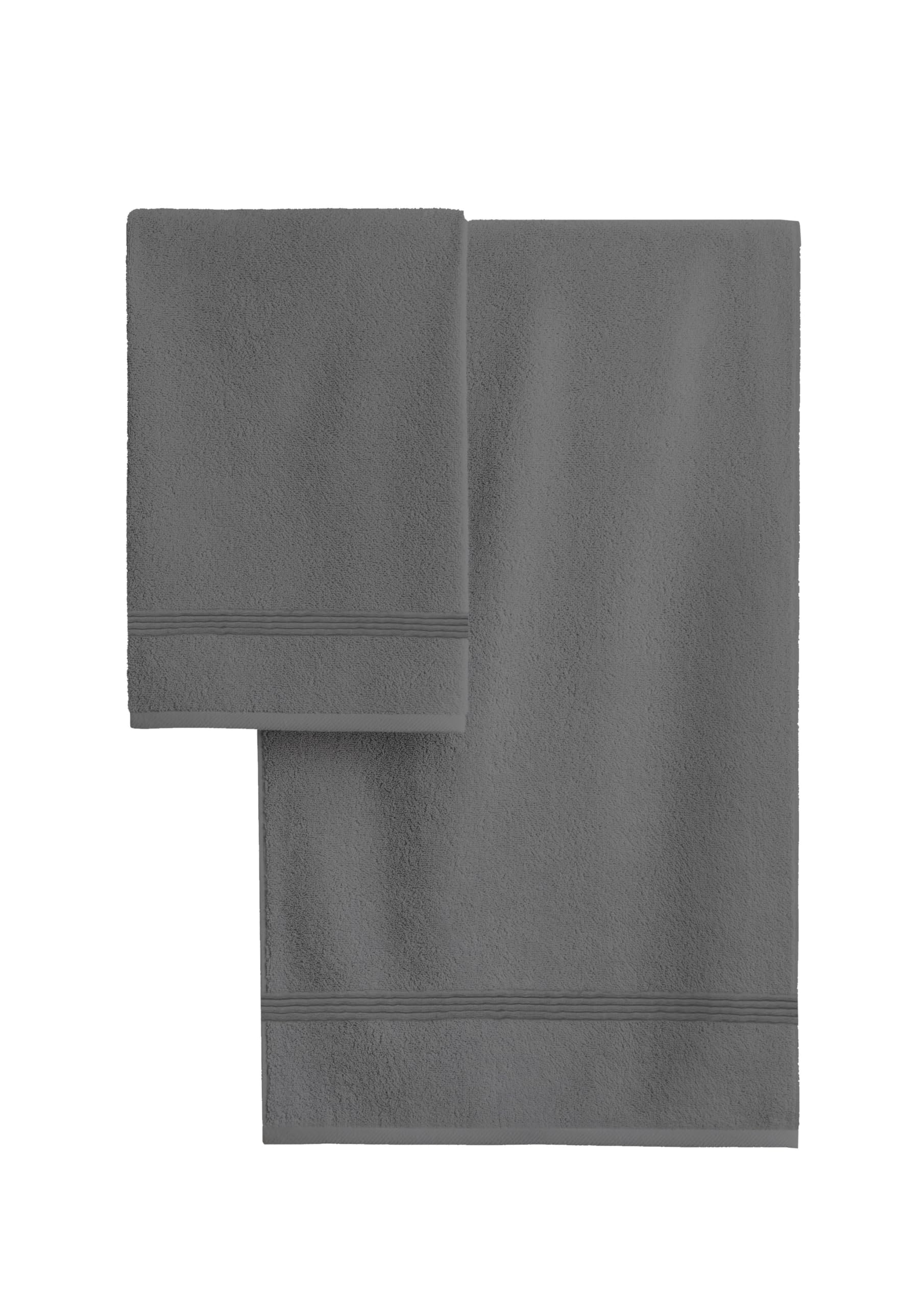 zer0bed, Lilac Bath Towels, Set of 2 Bath Towels, Face Towel, Bidet Towel, Plain Colour, Anthracite, 100% Cotton, Set of 2 - Image 3