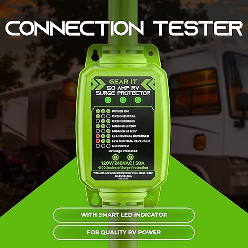 Miniatura 2 de GEARit Protector de sobretensiones RV de 50 AMP - Analizador de circuito, protectormonitor de voltaje con protección contra sobretensiones (4100