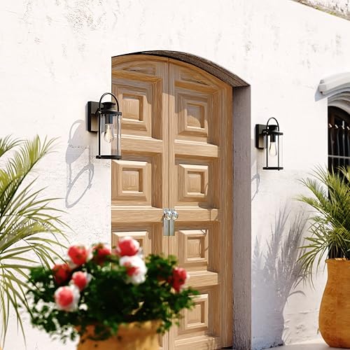 Miniatura 6 de VAXCEL Winfield 1 farol de pared para exteriores, color negro mate, cristal cilíndrico transparente