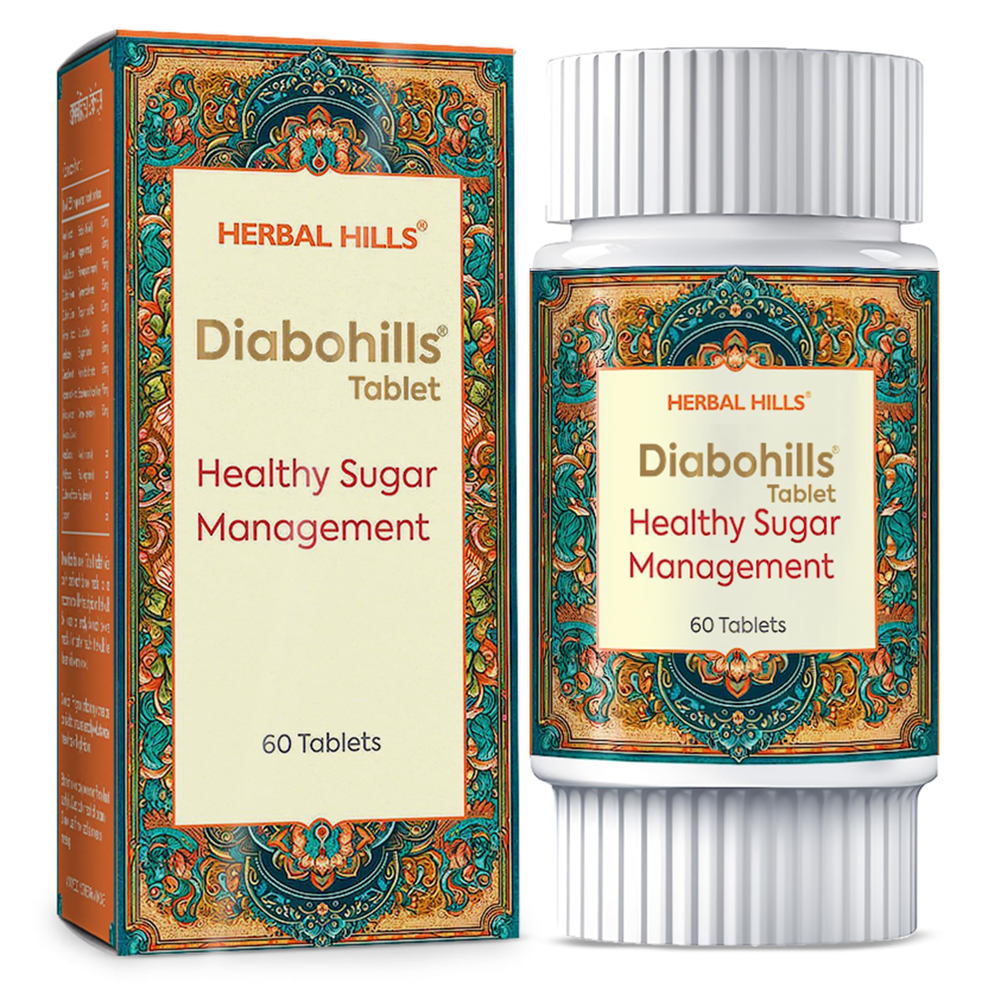 Diabohills 60 Tablets - (Pack of 4) - Diabetes Supplement - A Naturally Sourced Dietary Ayurvedic Formula - Controls Blood Sugar/Glucose