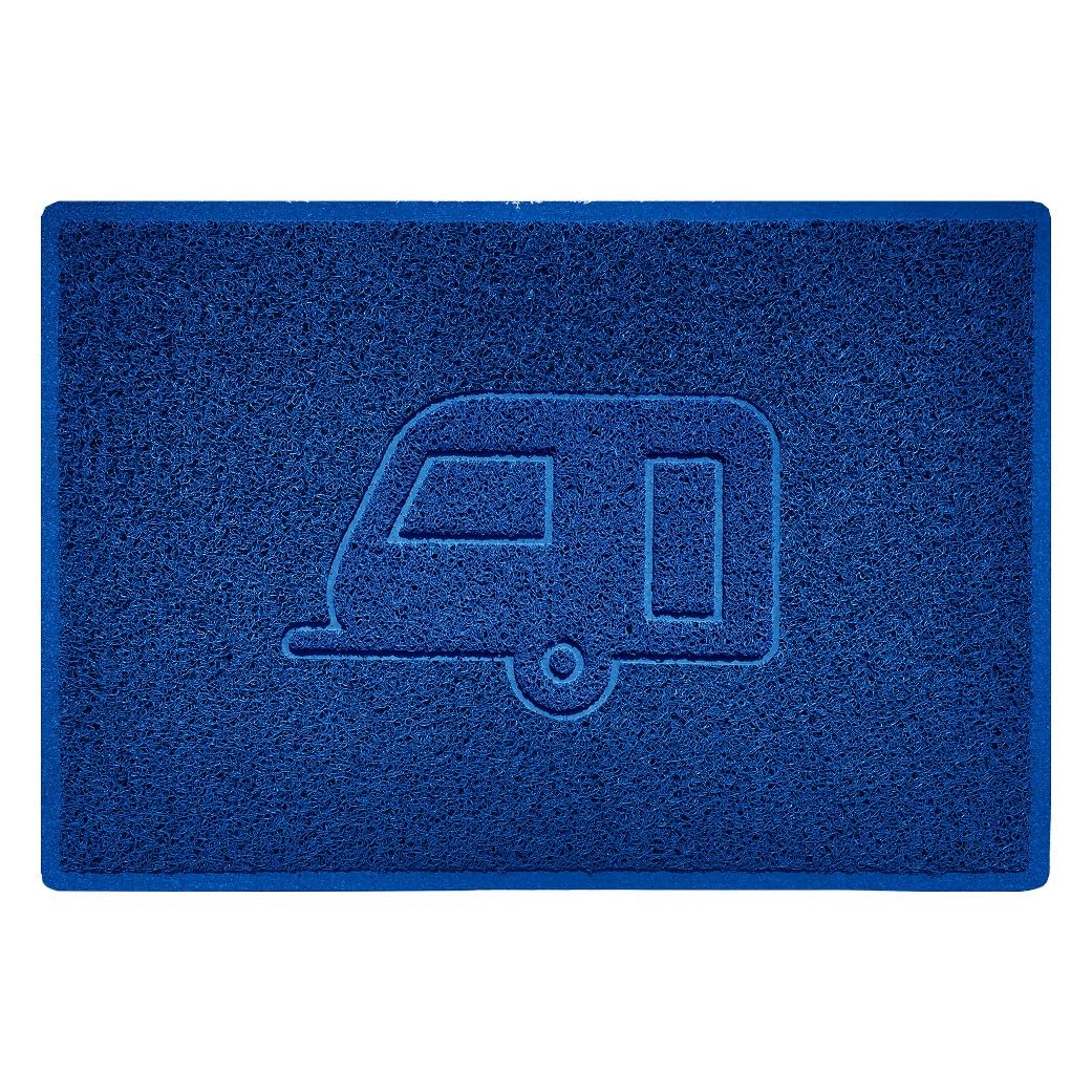 Nicoman CARAVAN Embossed Shape Door Mat Dirt-Trapper Washable Barrier Doormat-(Use Indoor or Sheltered Outdoor)-(90x60cm/3x2ft,Large) Blue