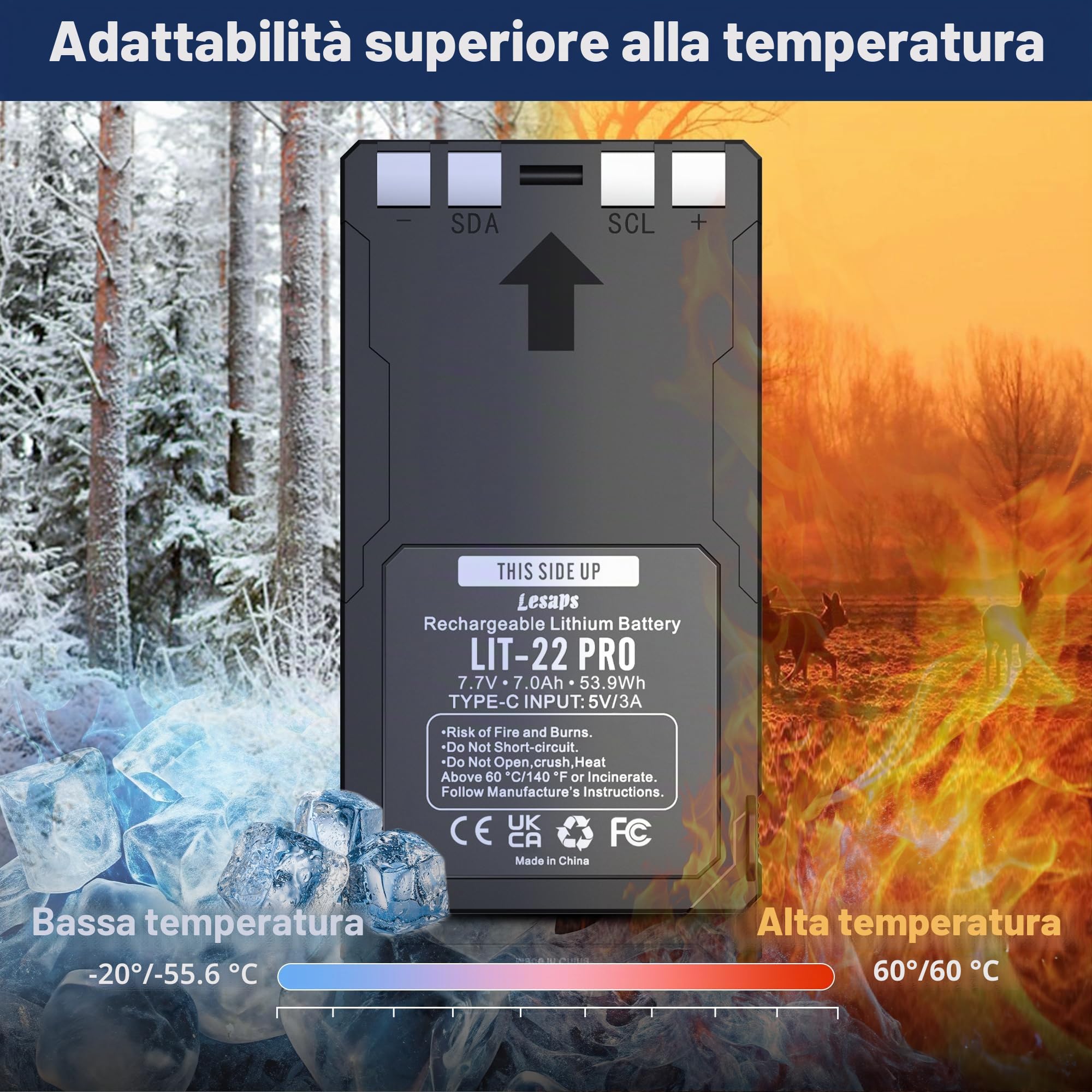 Confezione da 2 batterie LIT-22 da 7000 mAh ricaricabili al litio per fotocamera SPYPOINT Trail, compatibile con fotocamere cellulari Flex-M, Flex G-36, Flex-Plus, Flex-S (include cavo di tipo C)