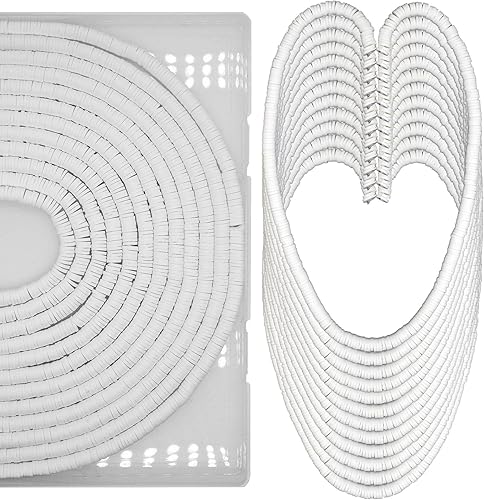 3960 cuentas de arcilla plana blanca, 12 hebras, cuentas planas de arcilla para pulseras, fabricación de joyas, Hukiwow cuentas planas redondas de