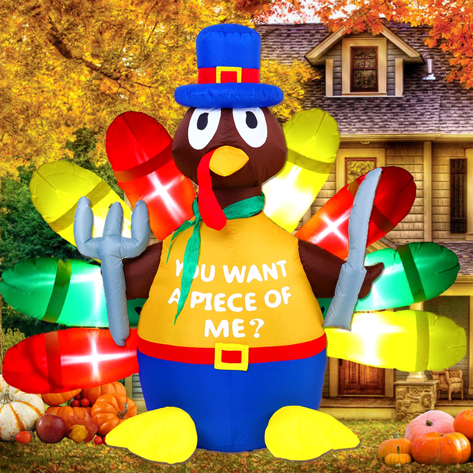 Buy TOCZIM Thanksgiving Inflatable Turkey Decorations 5FT LED Light Up