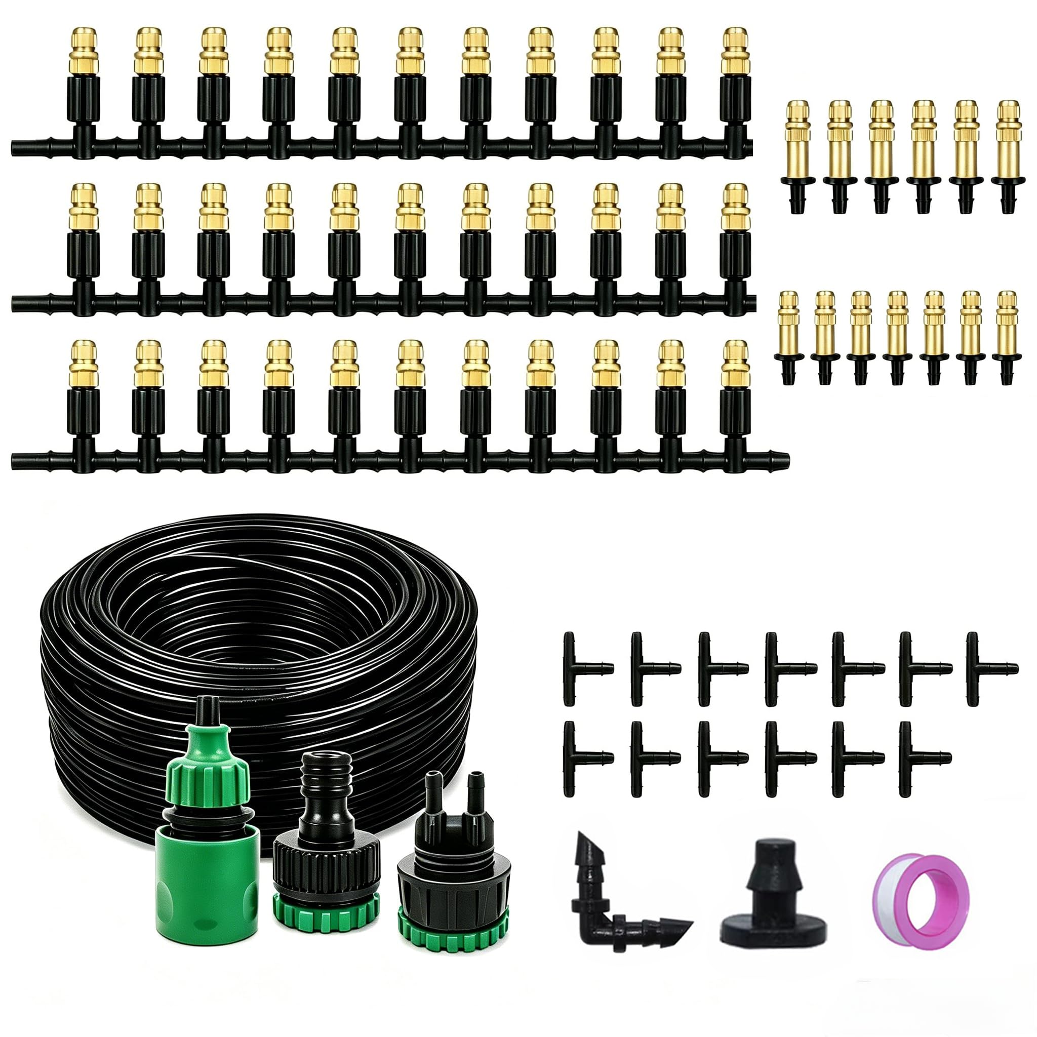 Brumisateur Terrasse, Kit Brumisateur Exterieur, Goutte a Goutte Jardin avec Tuyau Buses de Brume, Kit d’Irrigation pour Parasol Pergola Jardin Piscineb (30M)
