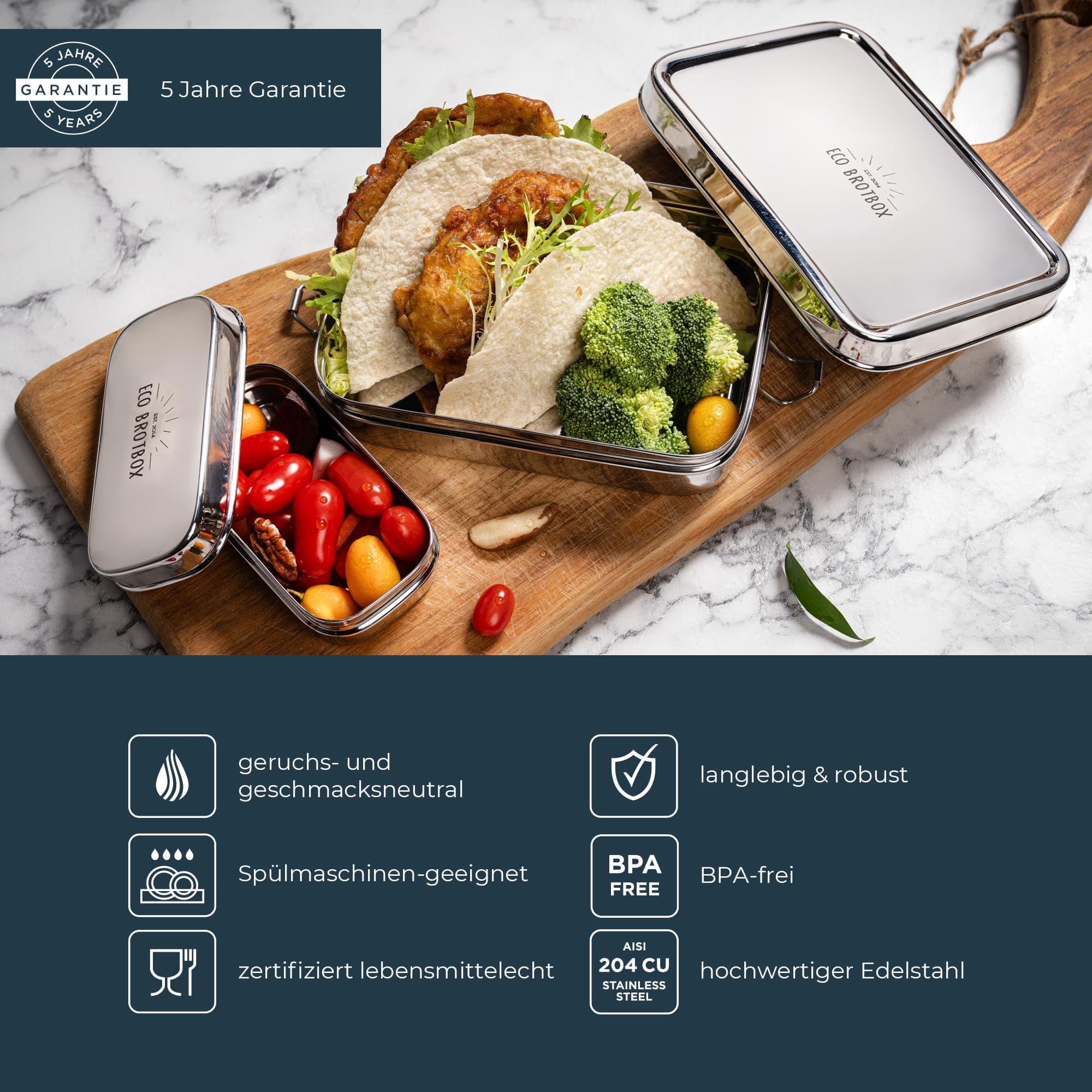 ECO Brotbox | Broodtrommel XL inclusief snackbox | broodtrommel van roestvrij staal | met vrolijke en duurzame lasergravure | kinderen | zonder schadelijke stoffen | vulvolume 0,7 l en 0,2 l (Turtle