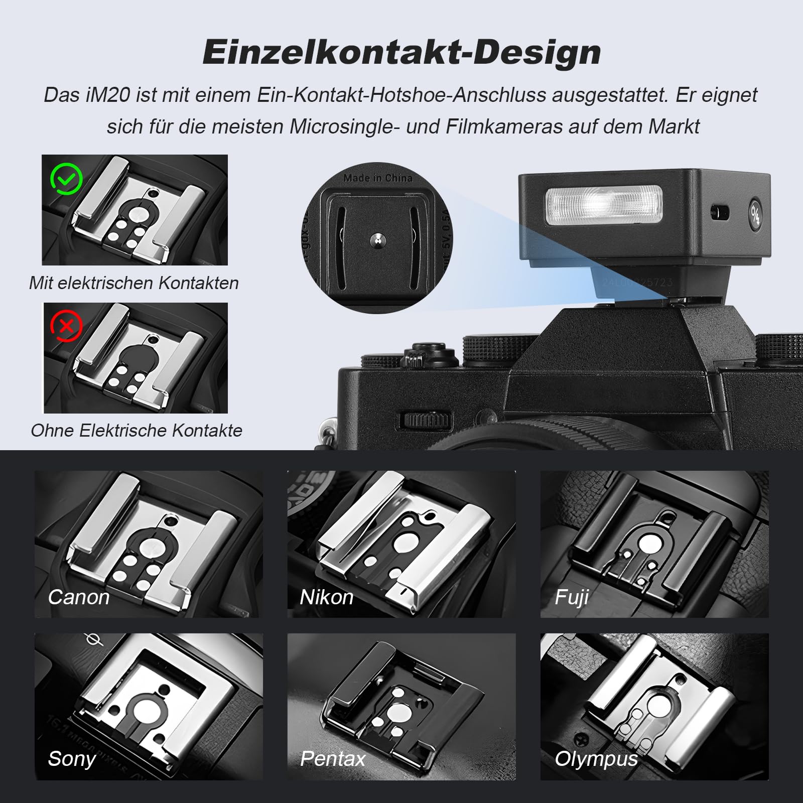 GODOX iM20 Kamera-Blitz Mini Kamerablitz, 5 Stufen Blitzleistung, 6000K±200K 440 Full-Power Flashes Godox im20 Mini Flash für Canon Sony Nikon Fuji Olympus