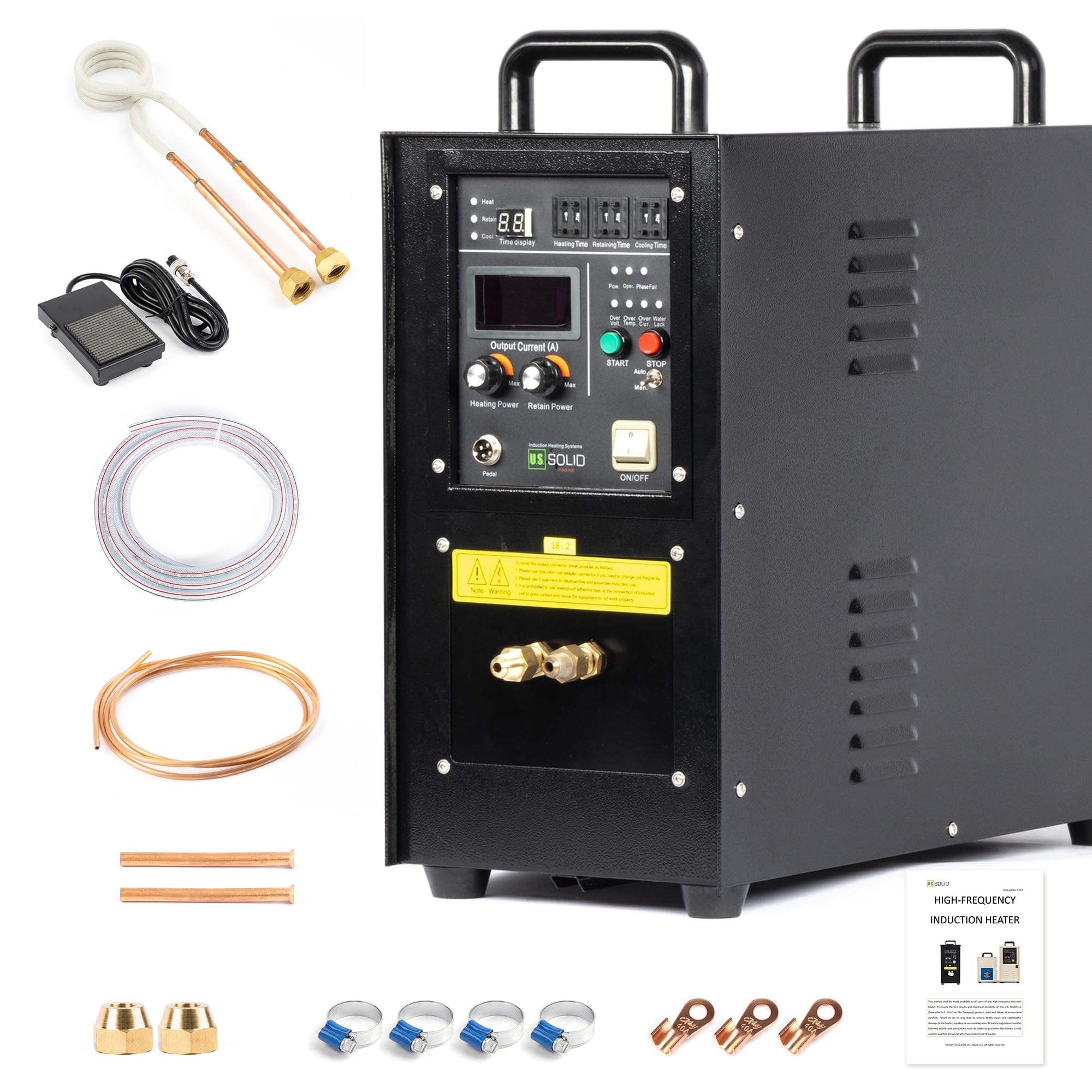 U.S. Solid 15 KW 30-80 KHz High Frequency Induction Heater Furnace, Single Phase 220 V, 16:1 Turns Ratio