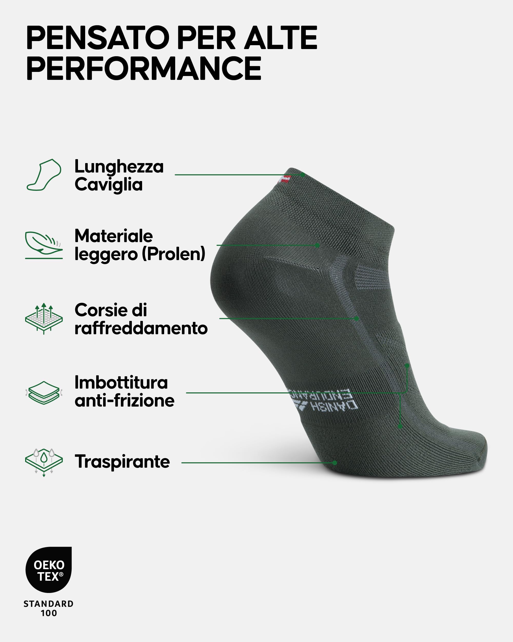 DANISH ENDURANCE Calze da Ciclismo Corte, Traspiranti, Calzini per Bici, MTB e Spinning, per Uomo e Donna, 3 Paia