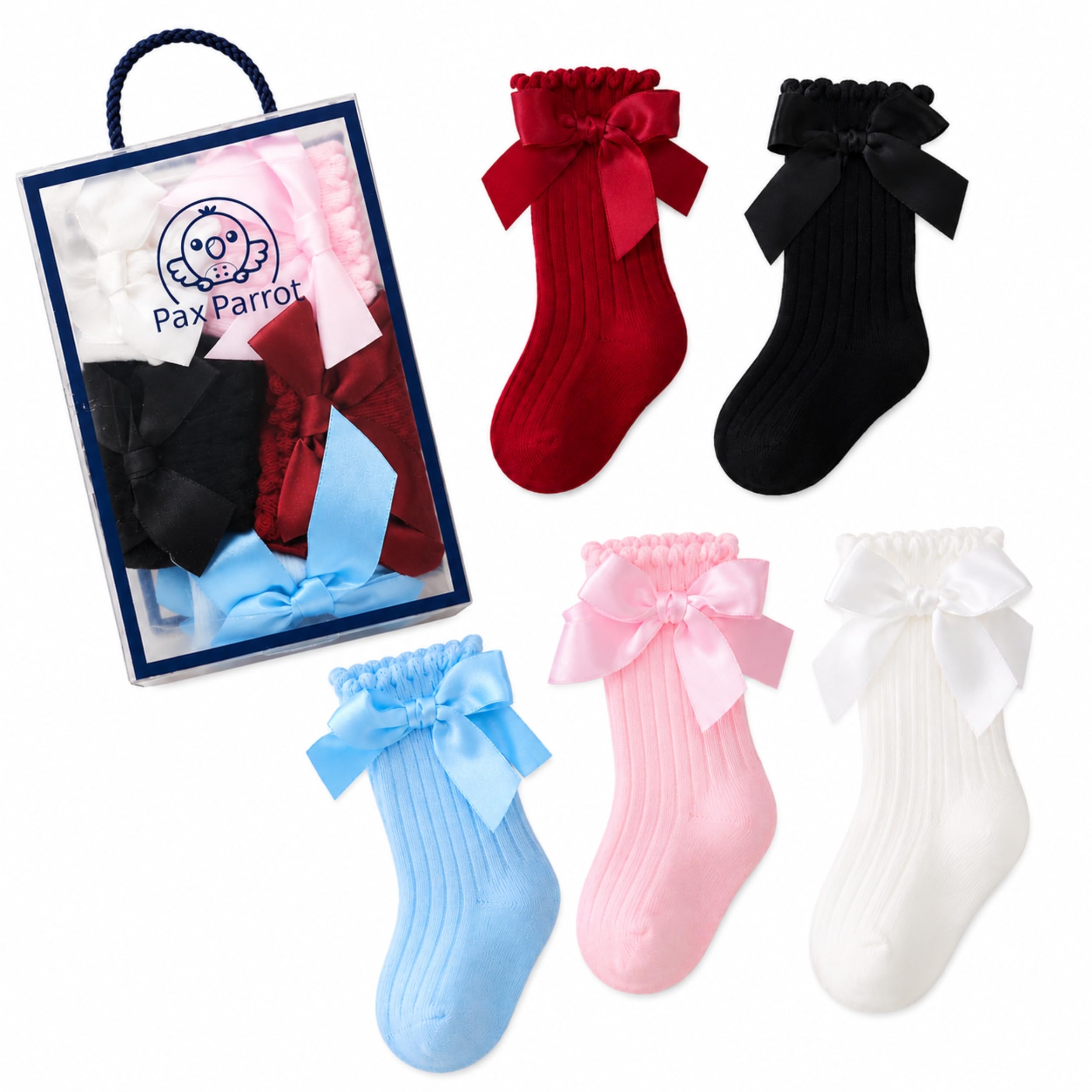 Baby Girls Cotton Bow Socks Pack of 5 | Soft & Breathable | Stretchable | Skin Friendly | Cute Designer Socks | Multi Color | 6-12 Months-image-27
