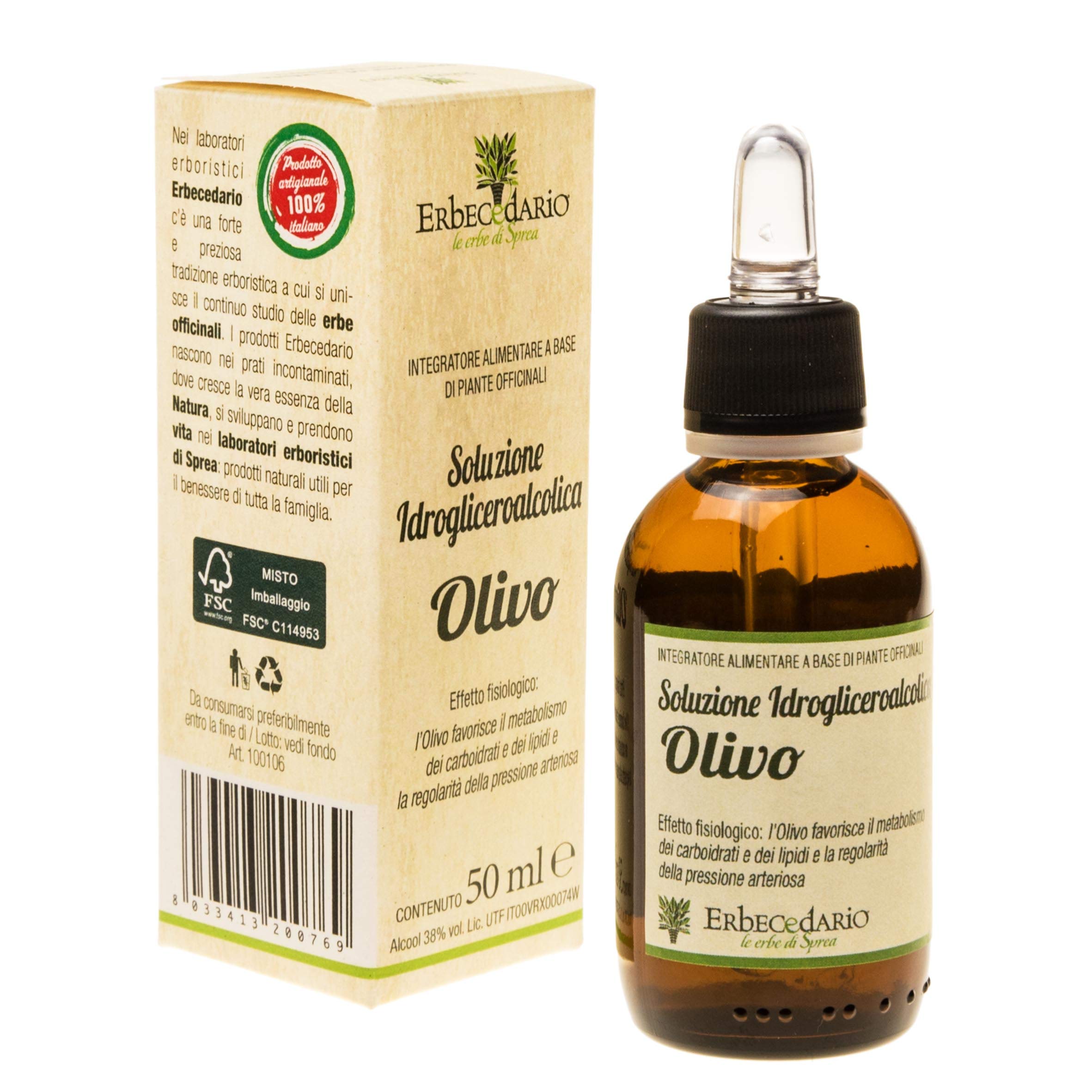 Olivo Gemmoderivato per il Metabolismo di Grassi e Zuccheri, Integratore Antiossidante per l'Apparato Cardiovascolare, favorisce la regolarità della Pressione Arteriosa, 50ml
