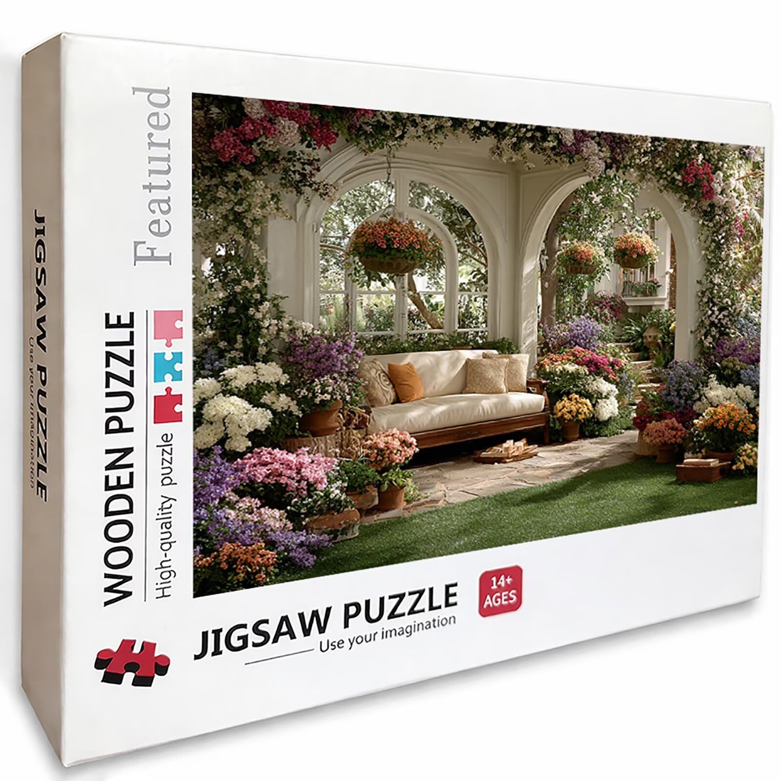 Drewniane puzzle ogrodowe, 141 x 87 cm, puzzle dla dorosłych, z pudełkiem, edukacyjna, wymagająca gra, prezenty dla nastolatków, łatwe do odróżnienia, 3-2227