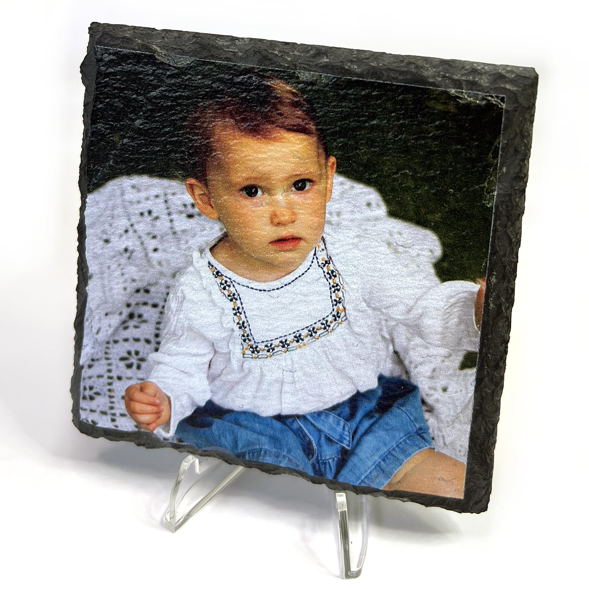 Primary Teaching Services Ltd Slate 1 Personalised Customised Image Choice Occasion Photo Tile Drinks Coaster Standing Keepsake Gift Present 100Mm Diameter Primary Teaching Services (Square - With Stand)