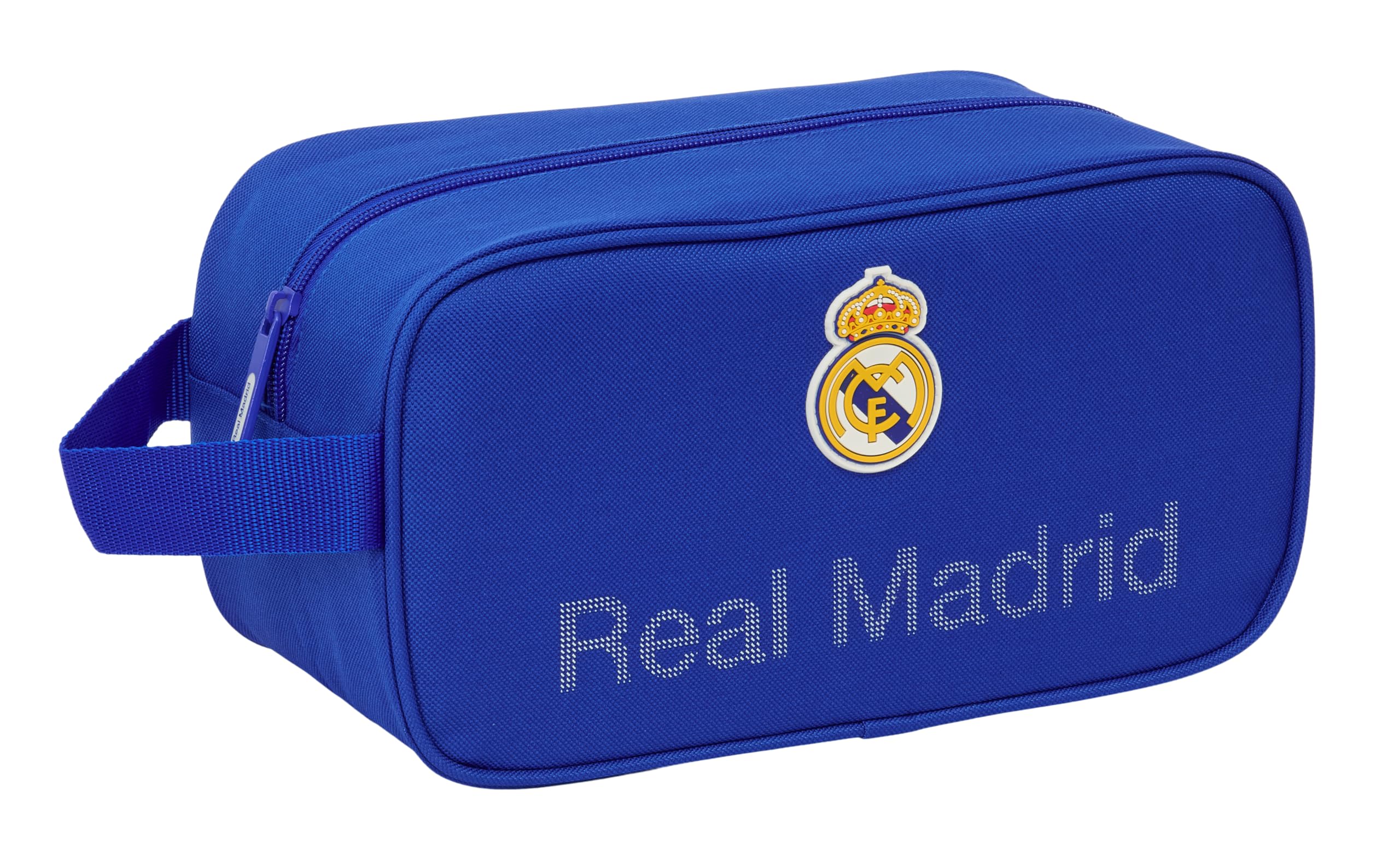 Real Madrid - Zapatillero Mediano, Multiusos, Portatodo, Deporte, Extraescolares, Fútbol, Cómodo y Versátil, 29x14x15 cm