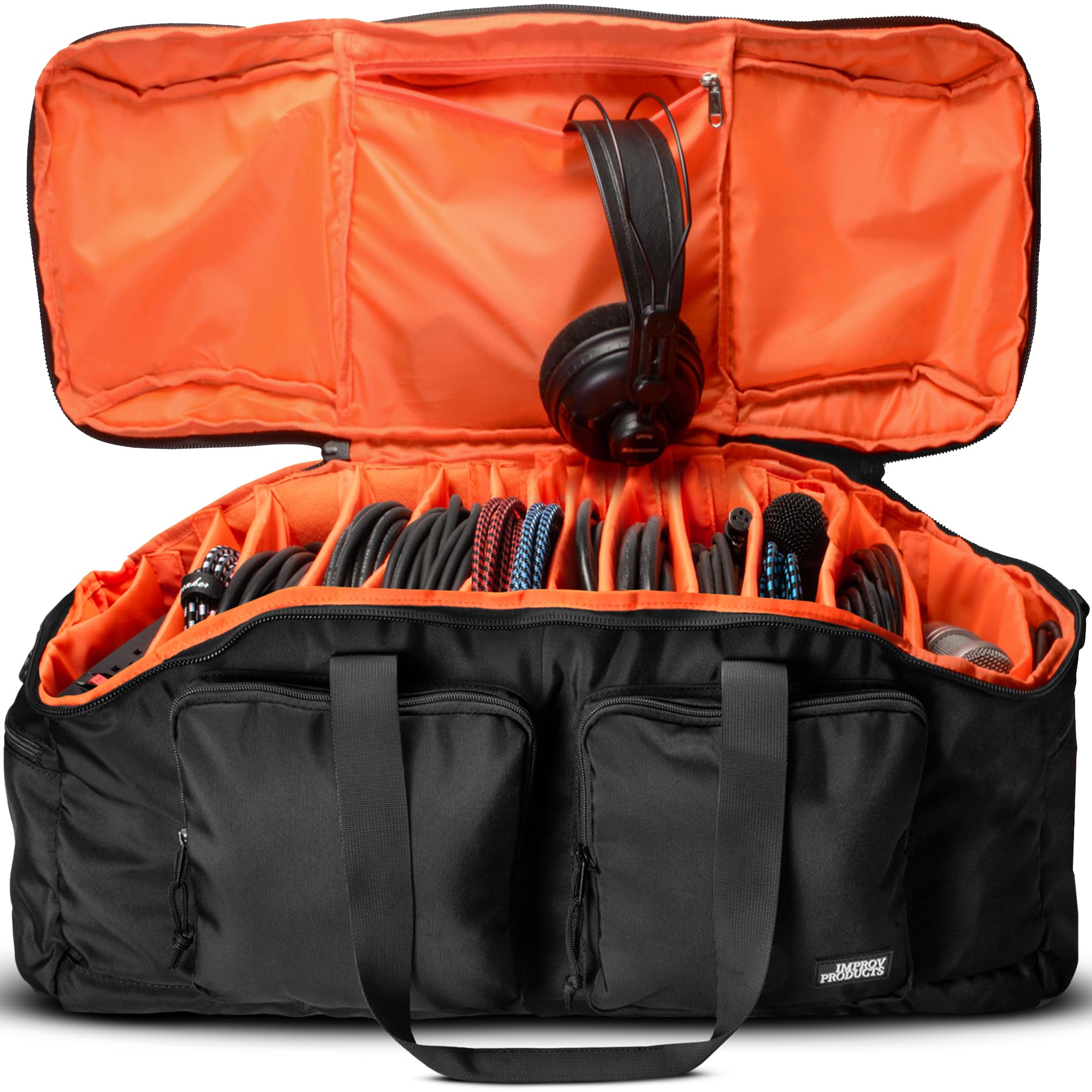 DJ Gig Bag - Cable Organizer for Audio Gear - Carry Accessories, Sound Equipment, Controller and More - Padded Music Case with Dividers to File Cables