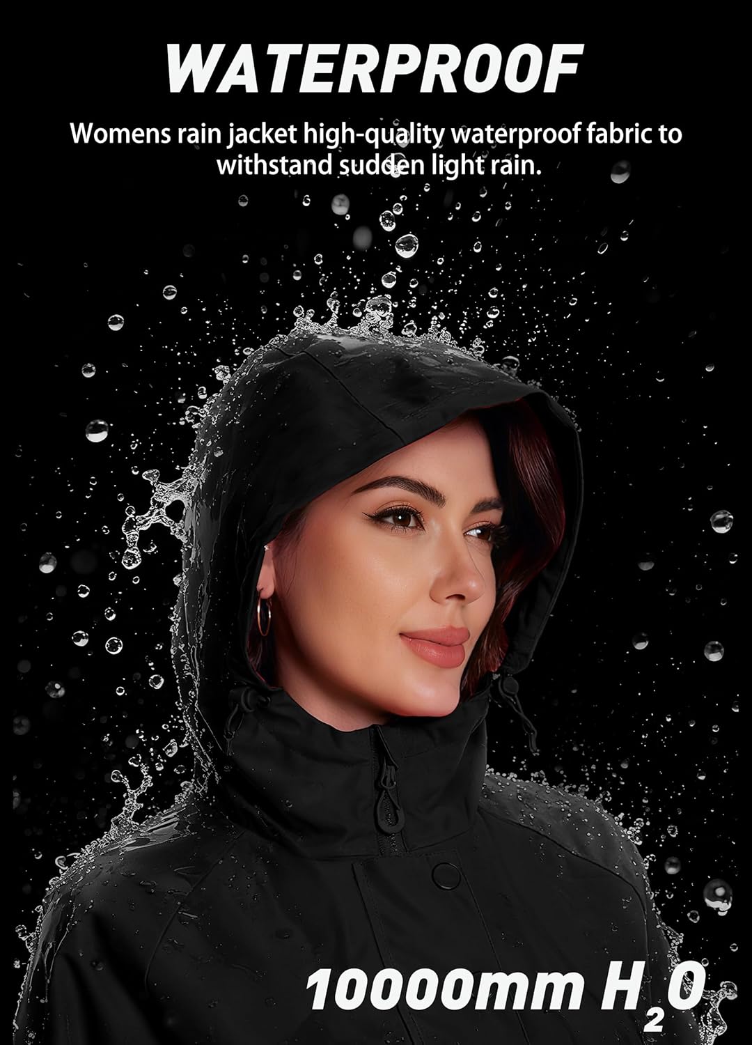 Women Rain Jacket Waterproof Raincoat with Hood Breathable Long Windbreaker Trench Coat S-3XL - Image 4